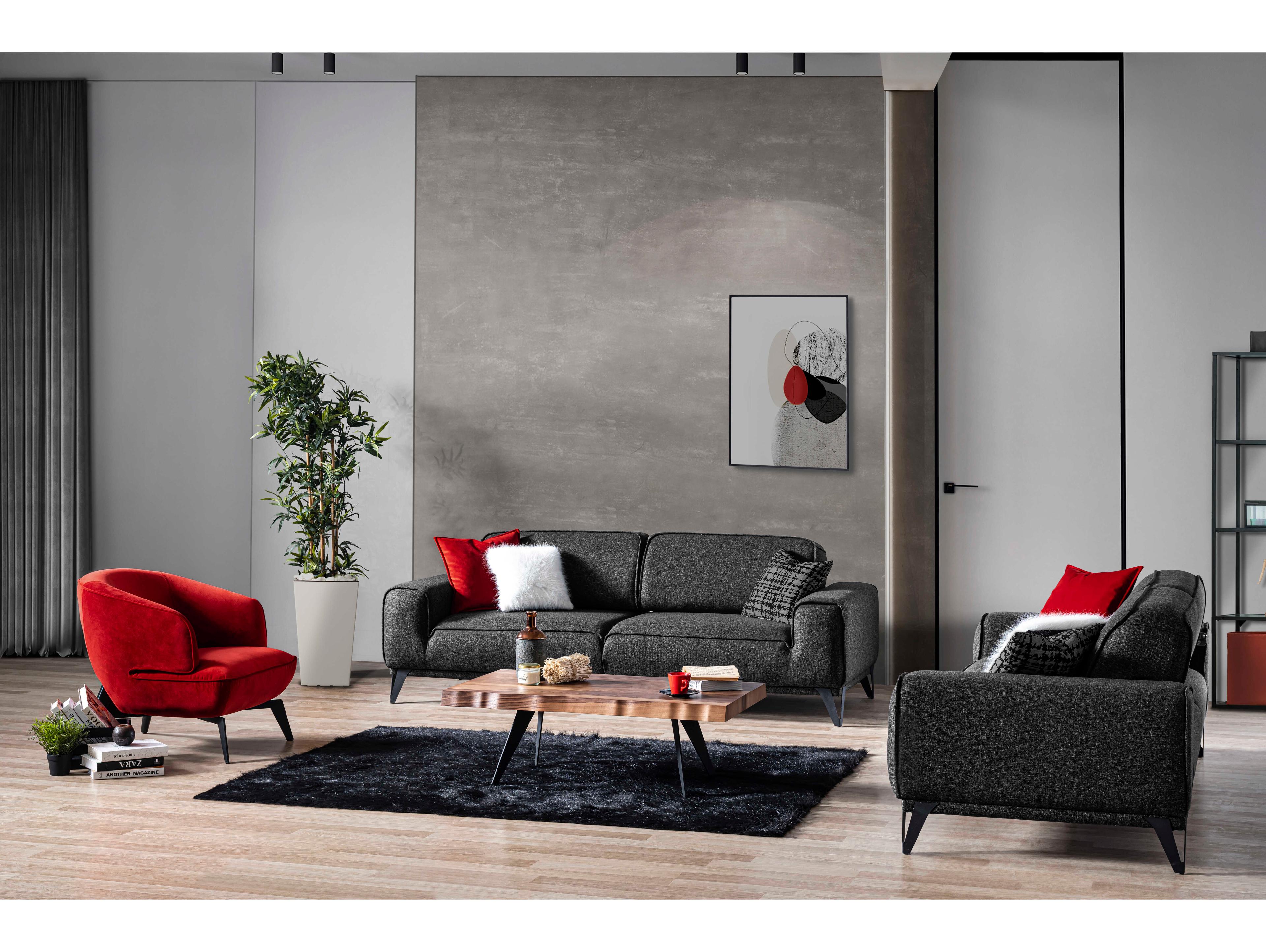 Whiteline Modern Living Mersin Red Velvet Accent Chair