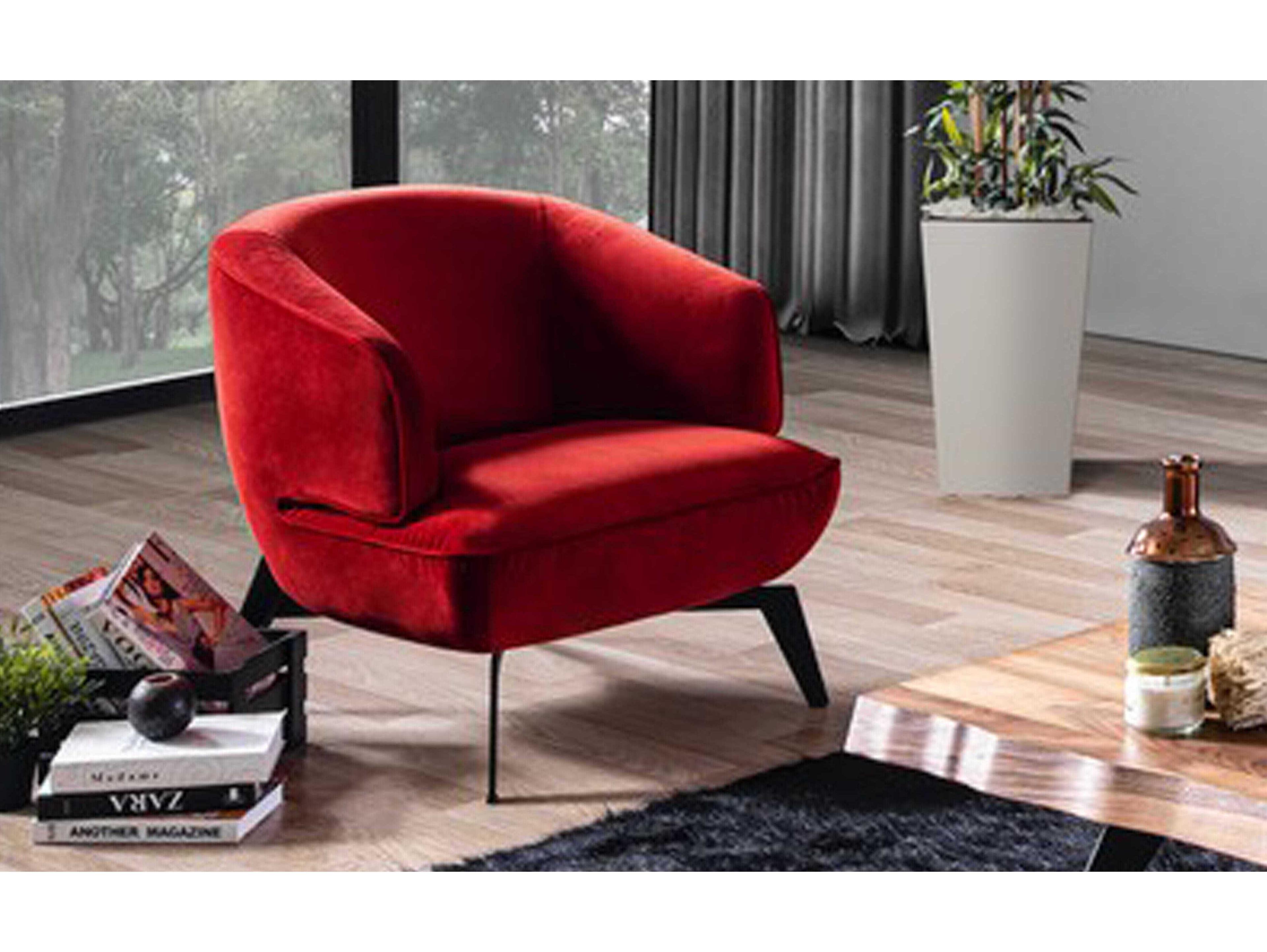 Whiteline Modern Living Mersin Red Velvet Accent Chair