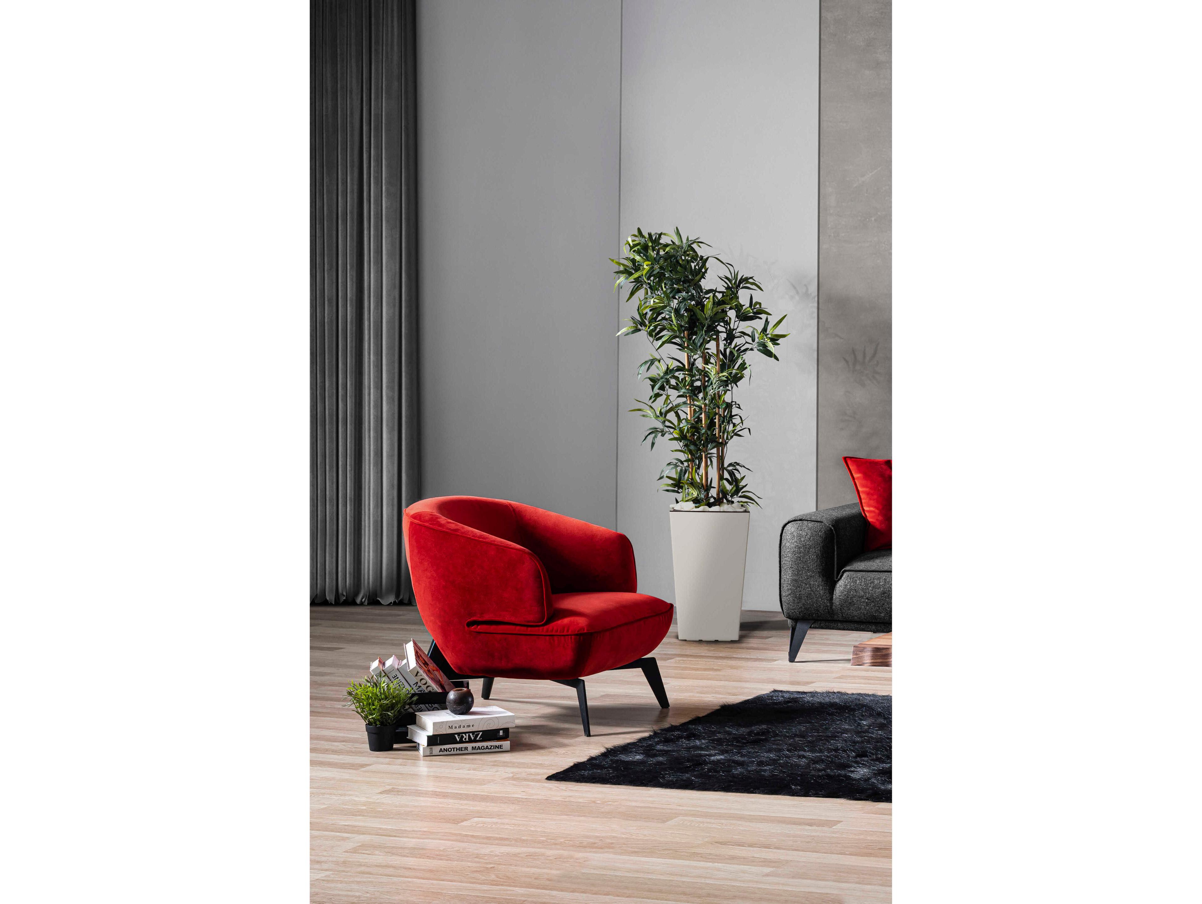 Whiteline Modern Living Mersin Red Velvet Accent Chair
