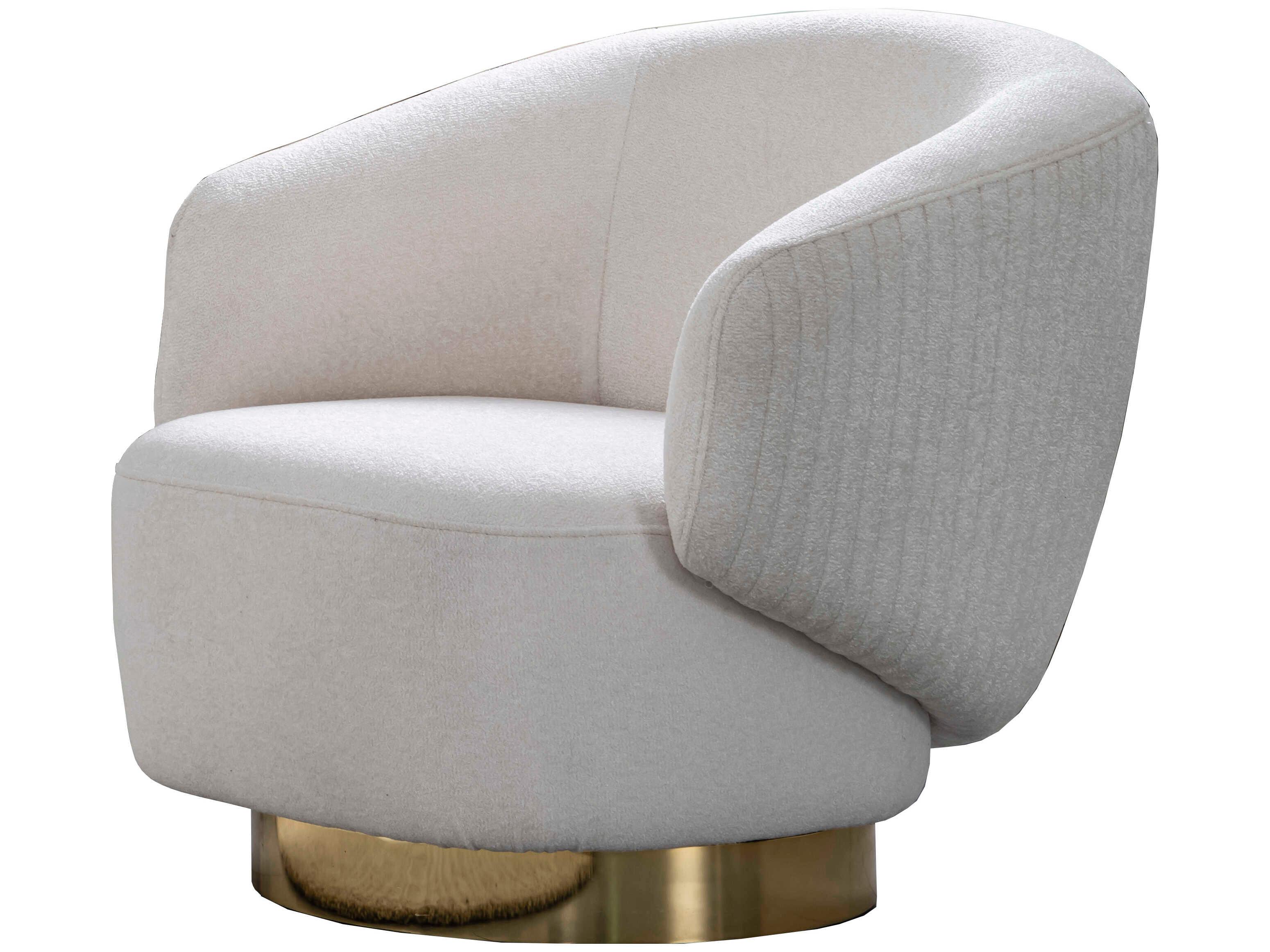 Whiteline Modern Living Erzin Swivel White Accent Chair