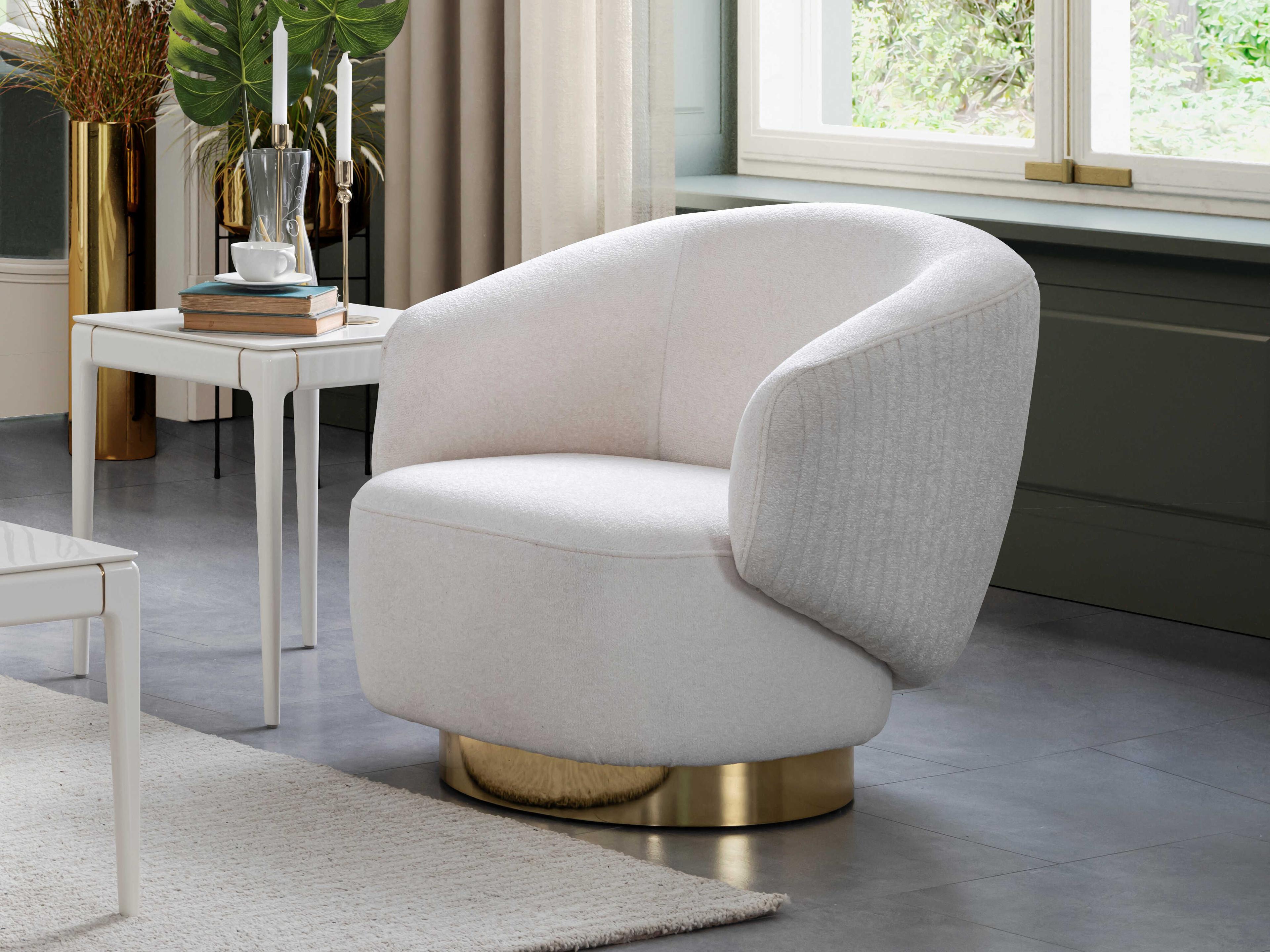 Whiteline Modern Living Erzin Swivel White Accent Chair