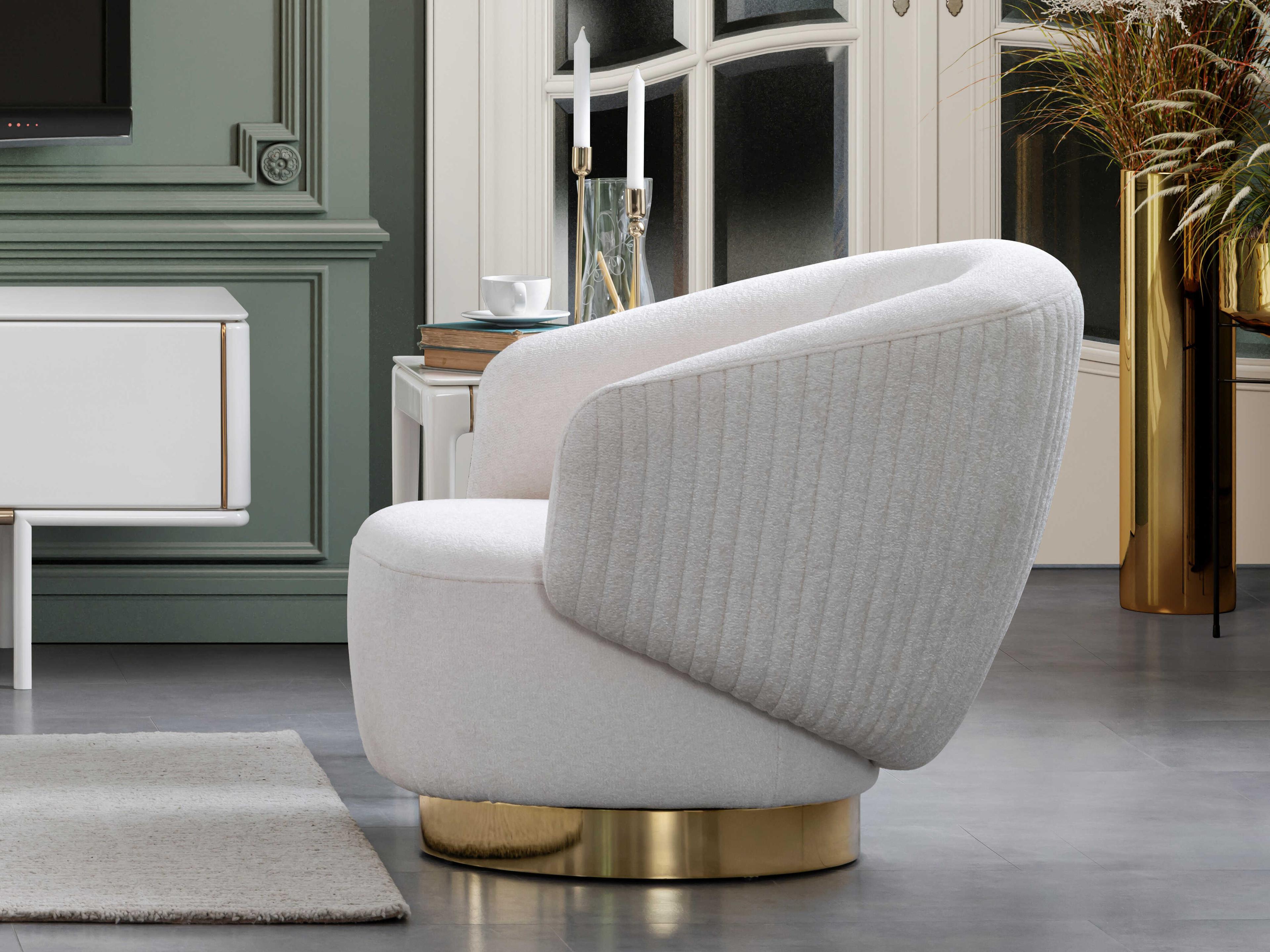 Whiteline Modern Living Erzin Swivel White Accent Chair