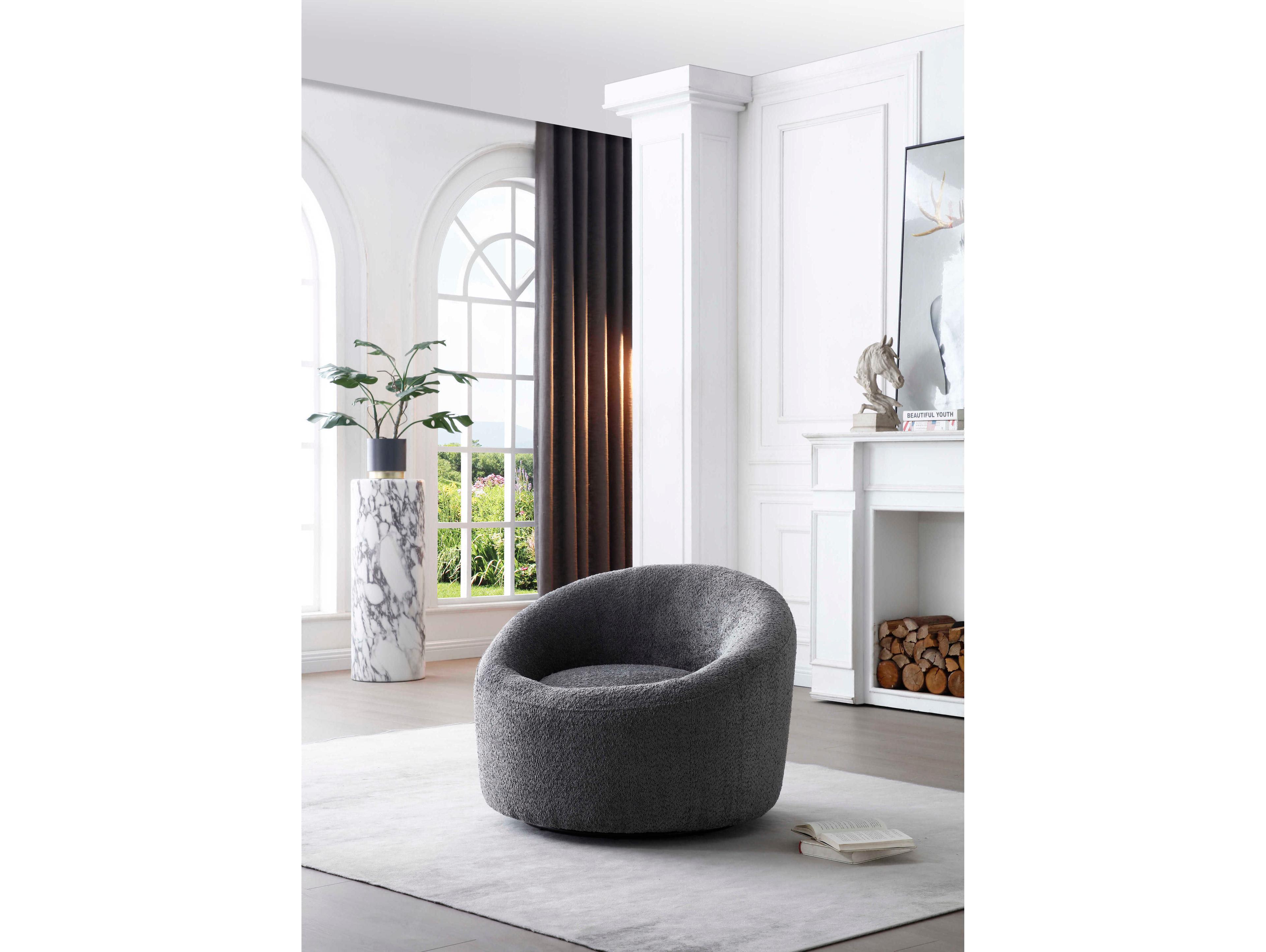 Whiteline Modern Living Perla Swivel Gray Accent Chair