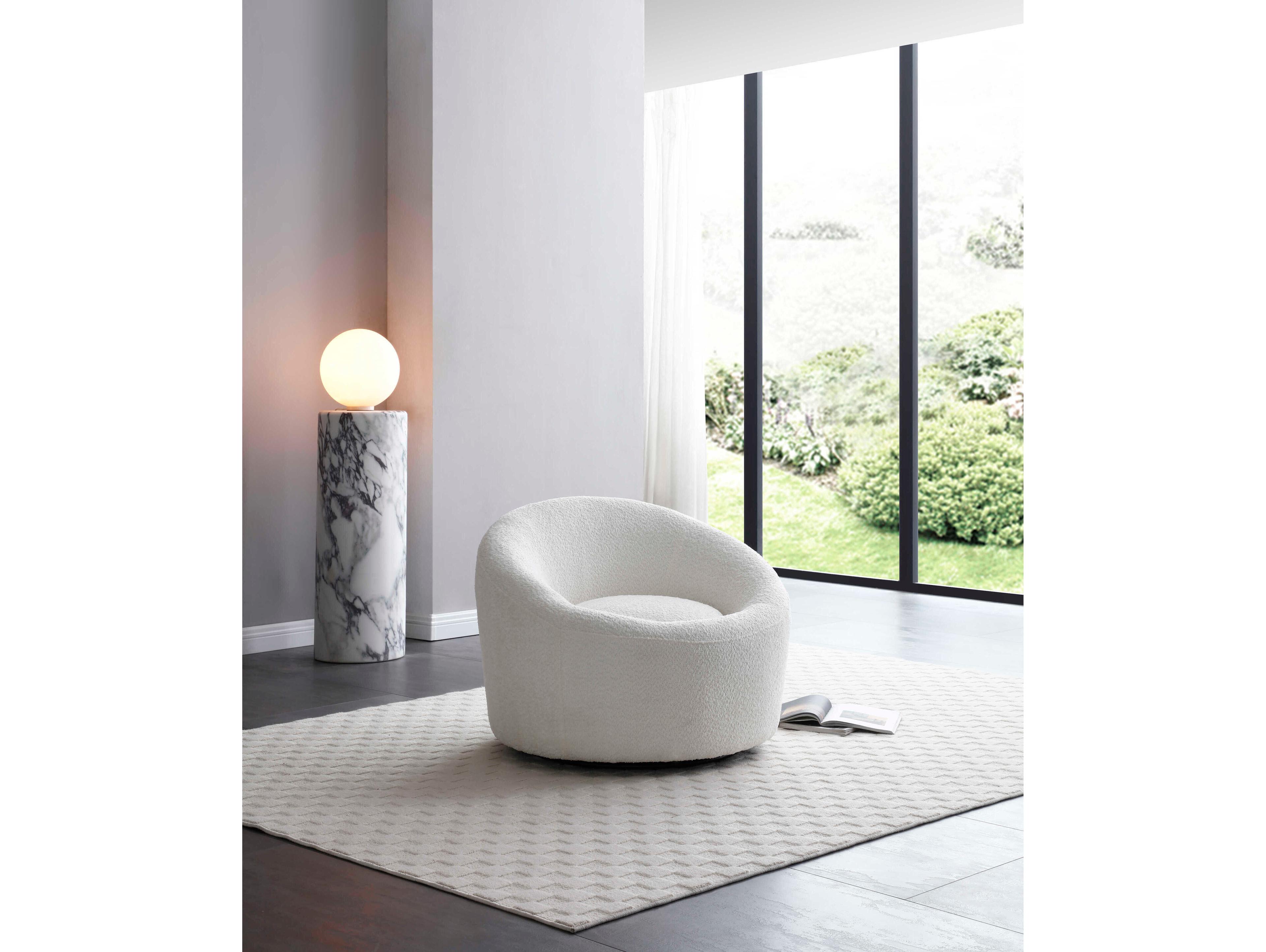 Whiteline Modern Living Perla Swivel White Accent Chair