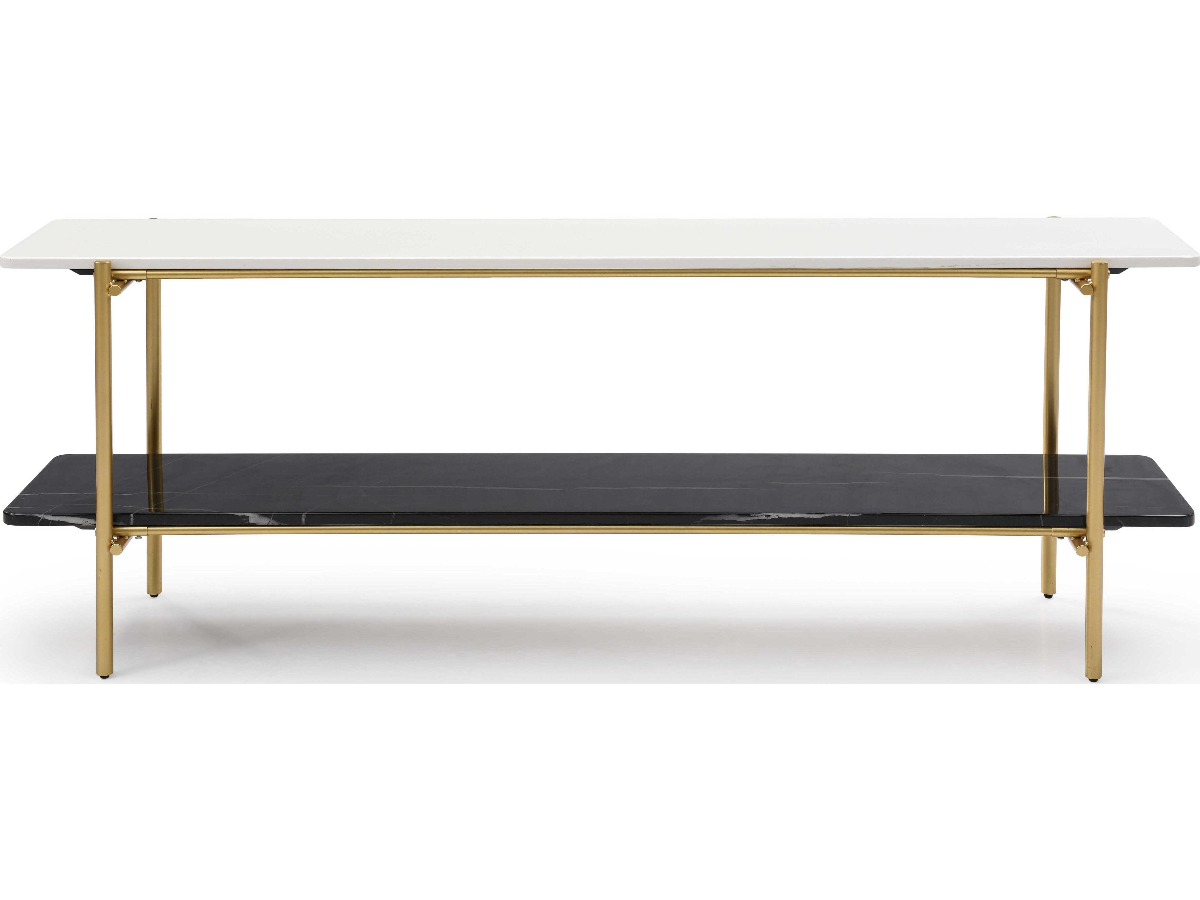 Whiteline Modern Living Fairview Rectangular Marble Black White Console Table