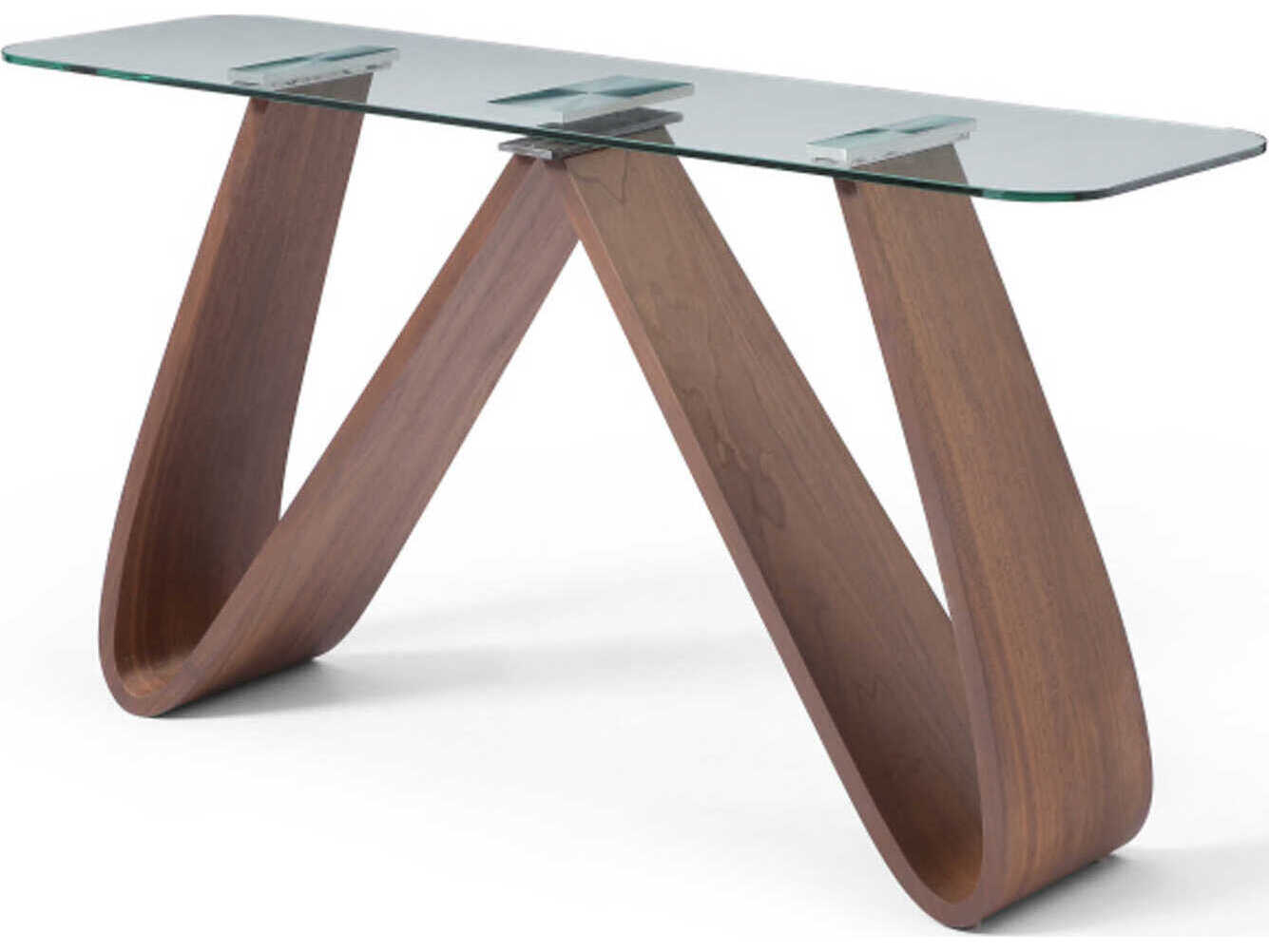 Whiteline Modern Living Emory Rectangular Glass Brown Console Table