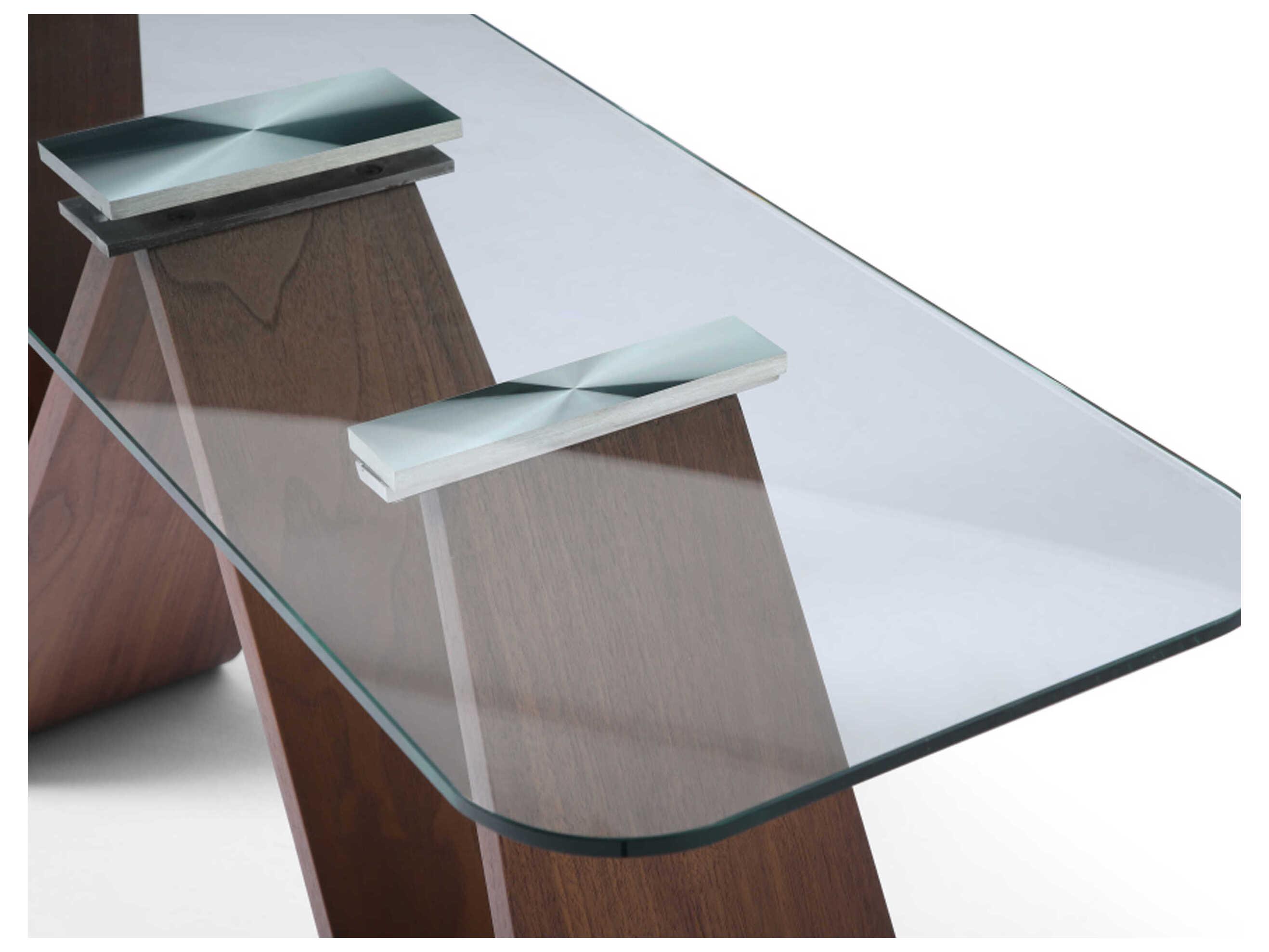 Whiteline Modern Living Emory Rectangular Glass Brown Console Table