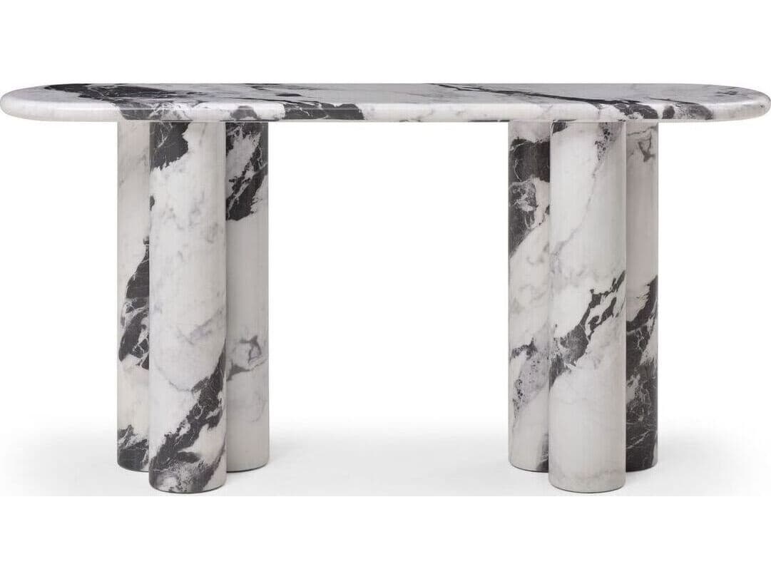 Whiteline Modern Living Bianco Oval Marble Console Table