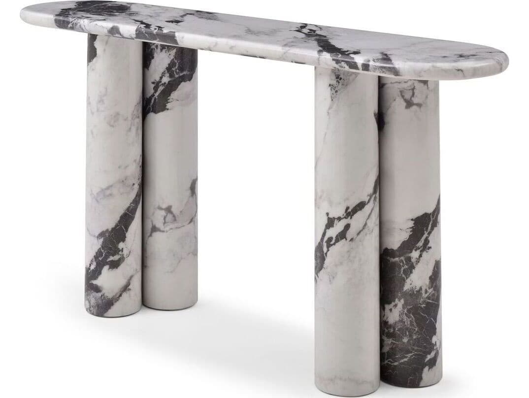 Whiteline Modern Living Bianco Oval Marble Console Table
