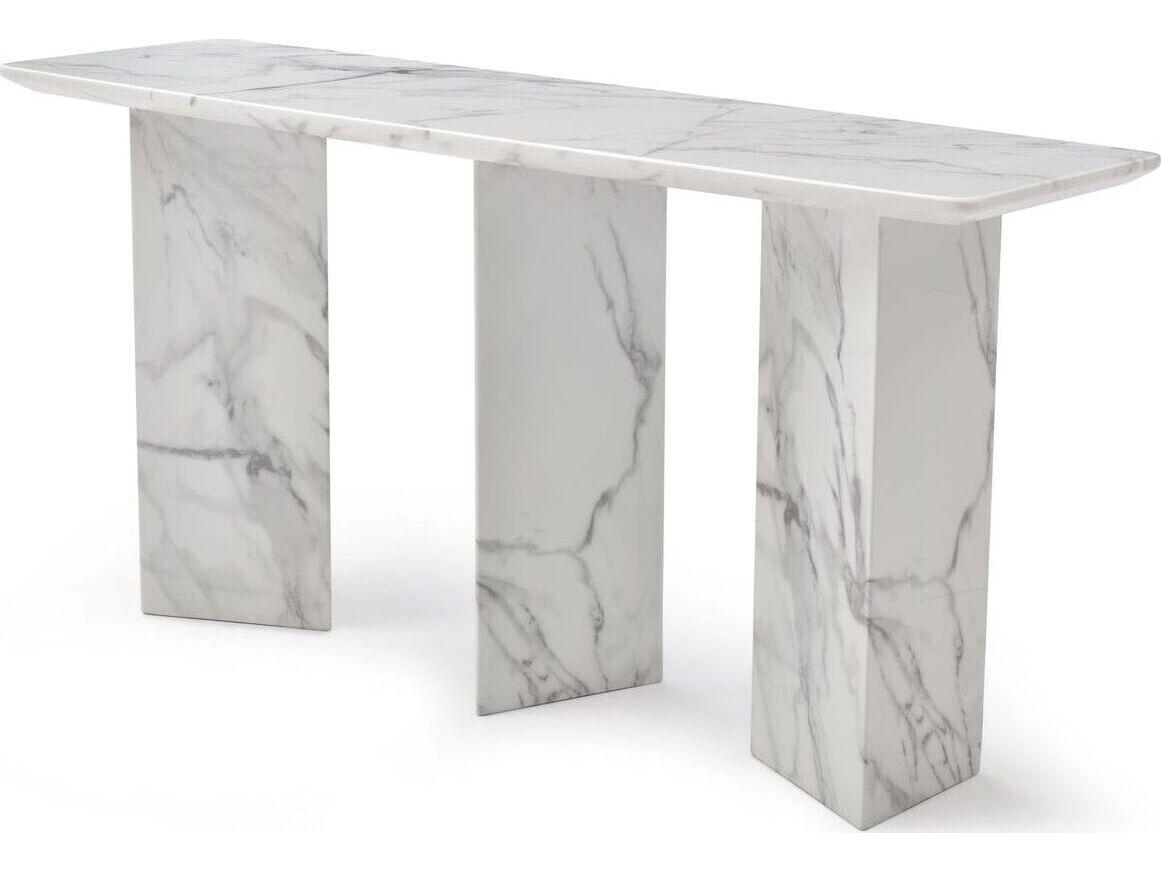 Whiteline Modern Living Selva Rectangular Marble Console Table