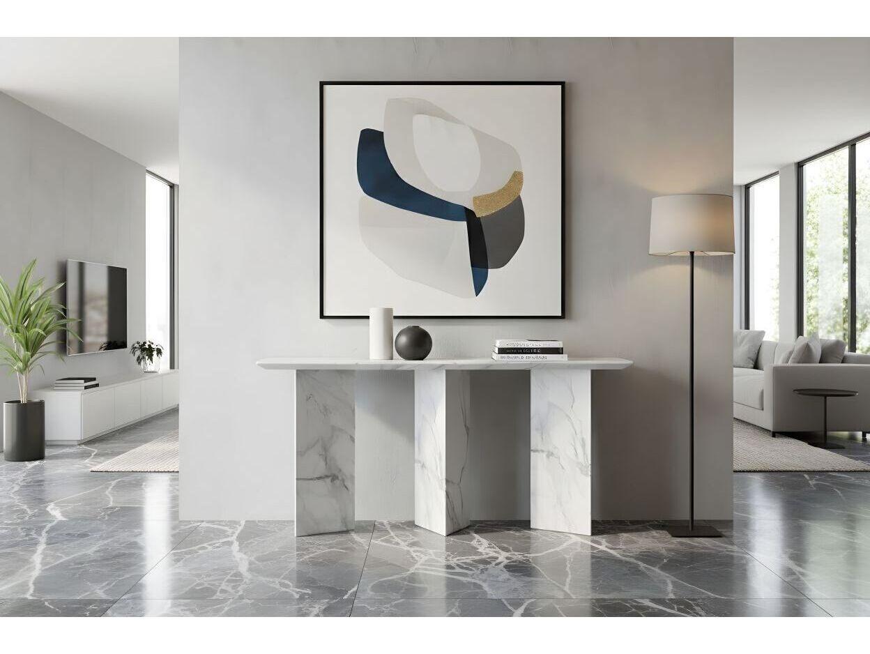 Whiteline Modern Living Selva Rectangular Marble Console Table