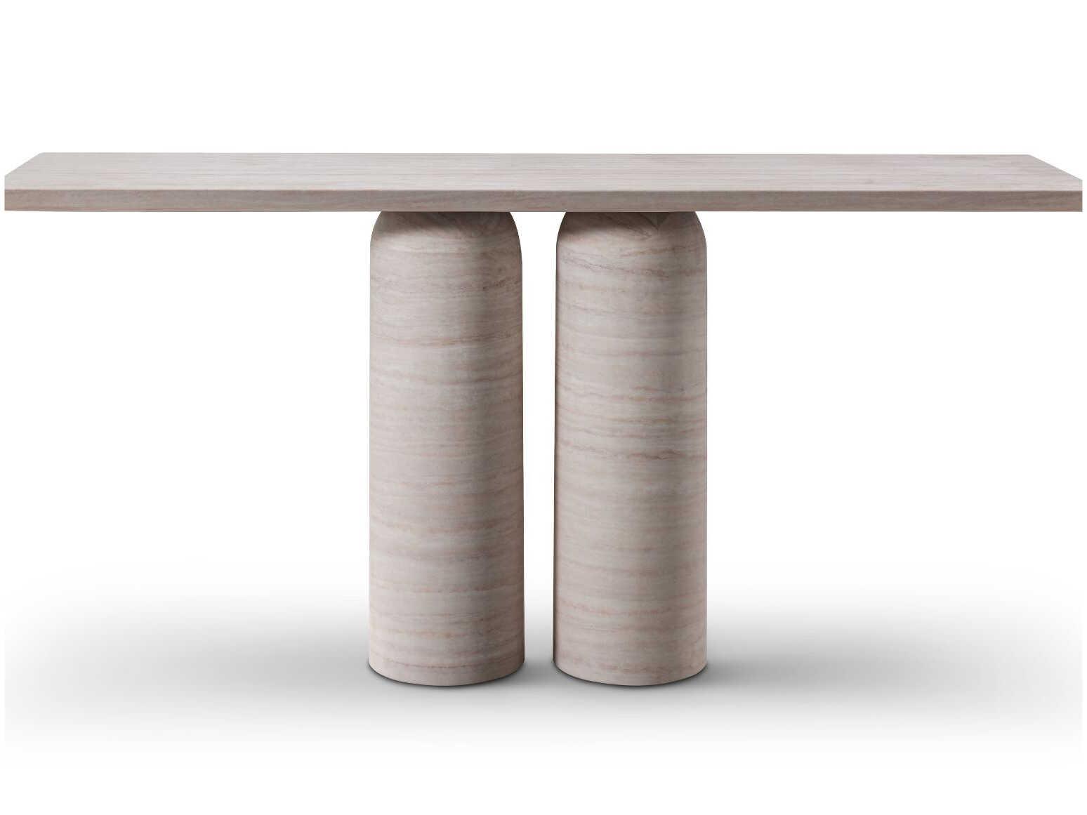 Whiteline Modern Living Rocca Rectangular Marble Beige Console Table