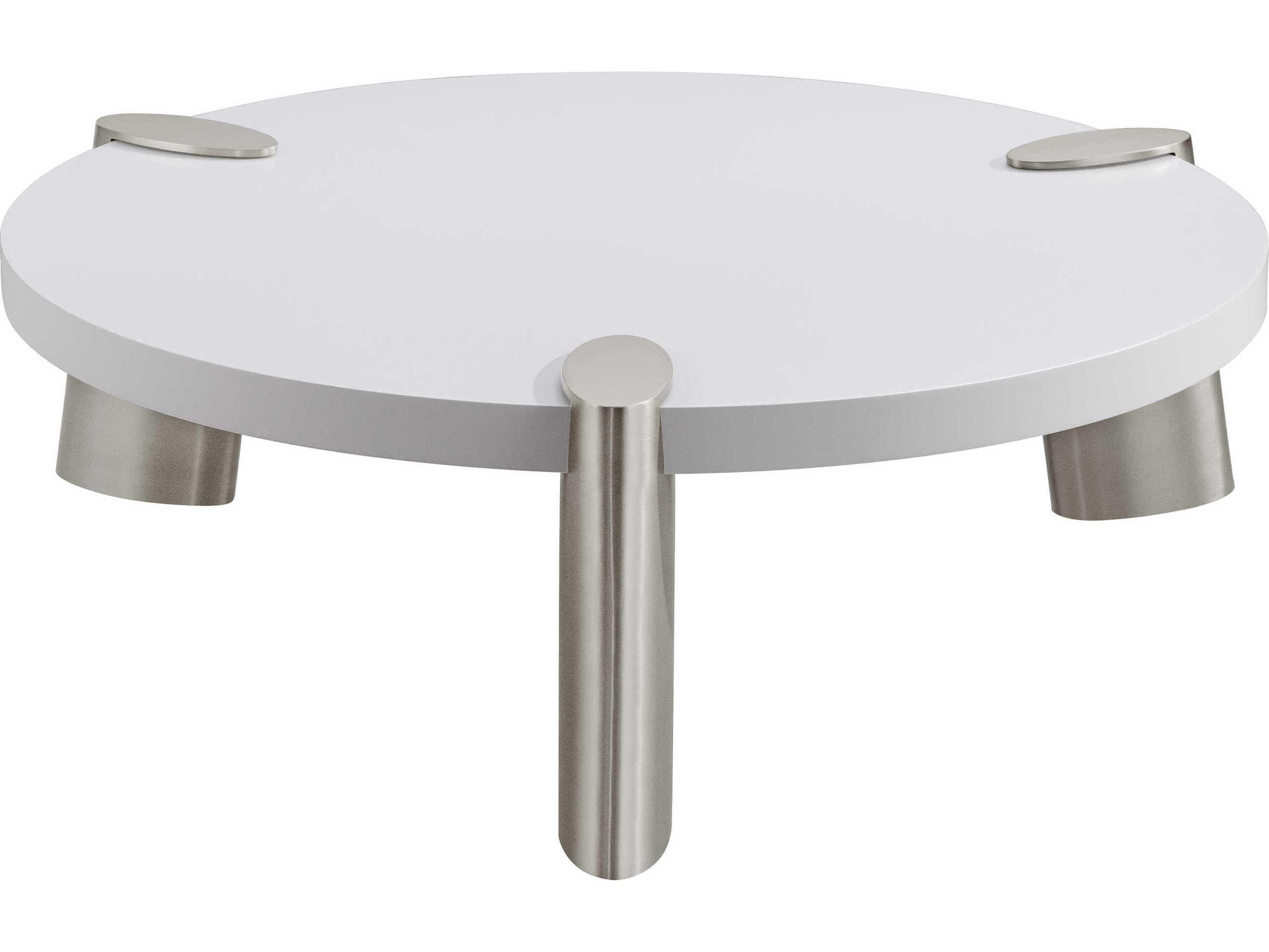 Whiteline Modern Living Mimeo Round Wood White Coffee Table