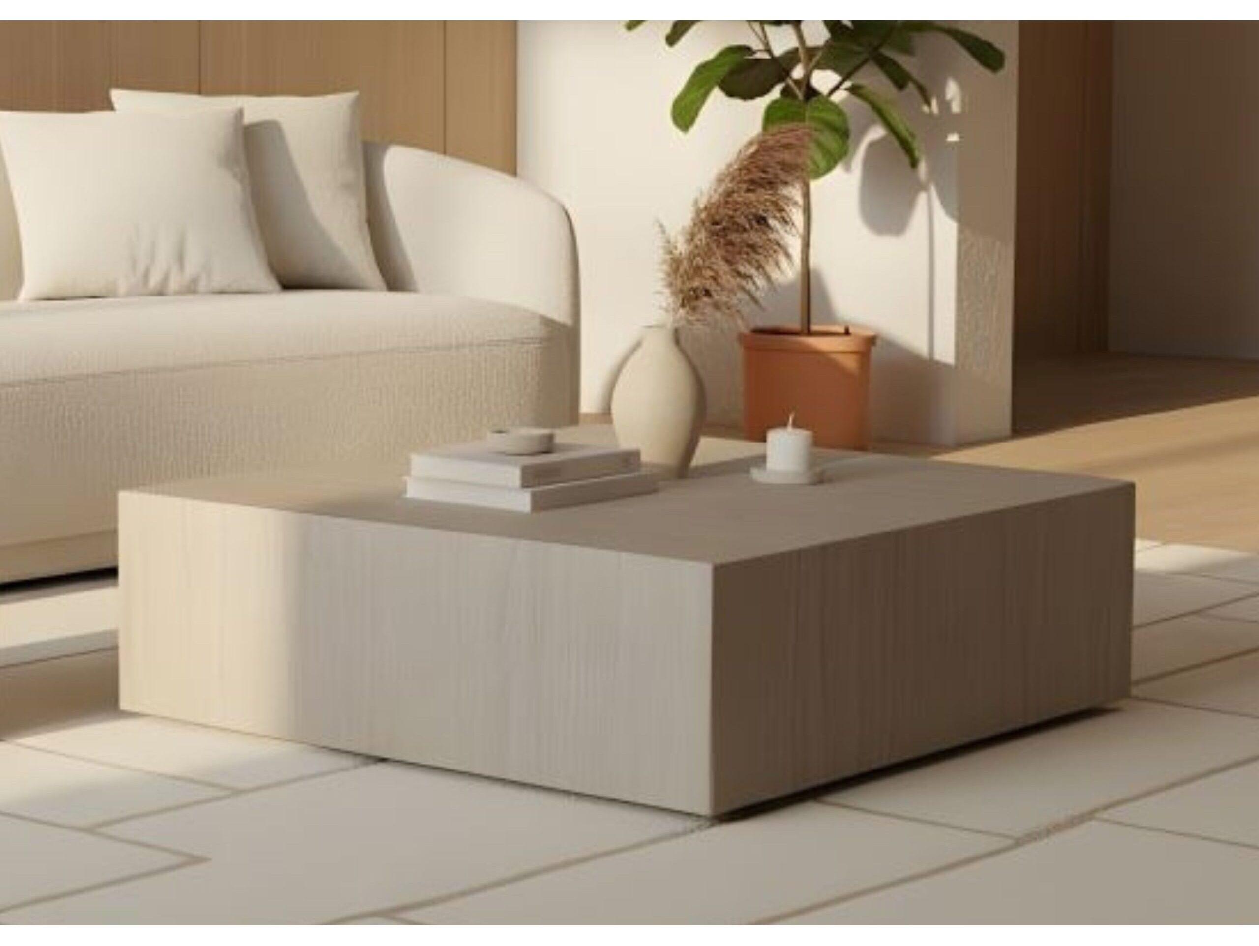 Whiteline Modern Living Cube Square Marble Coffee Table