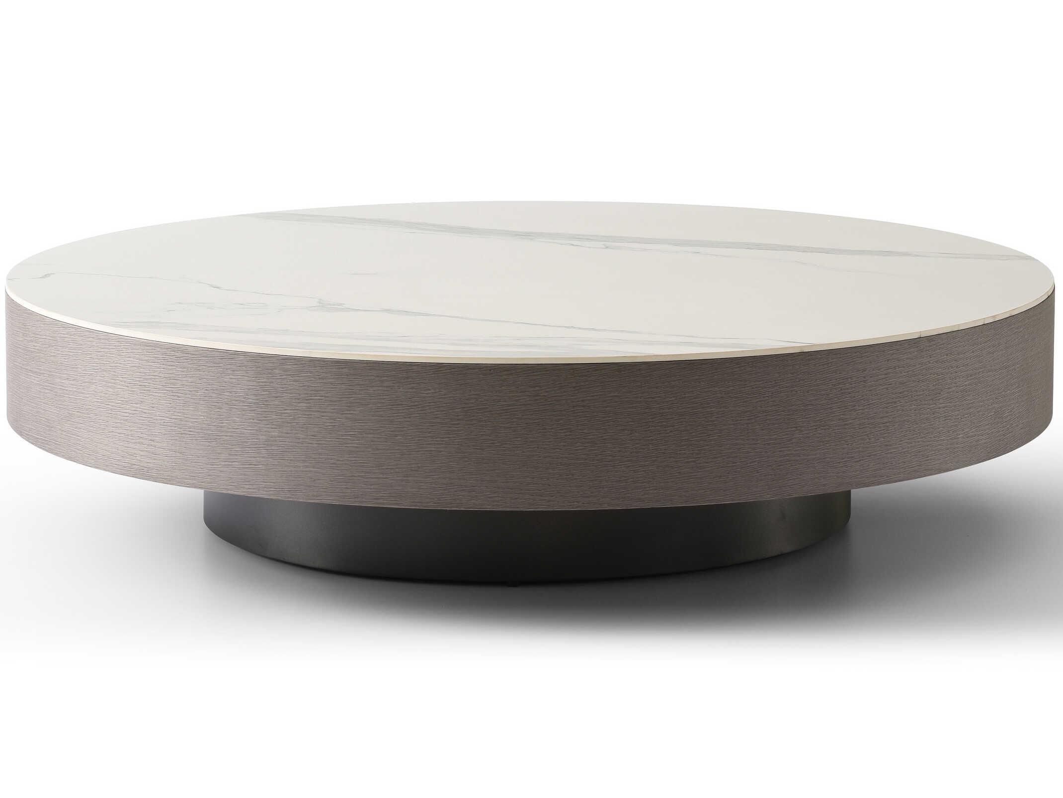 Whiteline Modern Living Cory Round Ceramic White Coffee Table