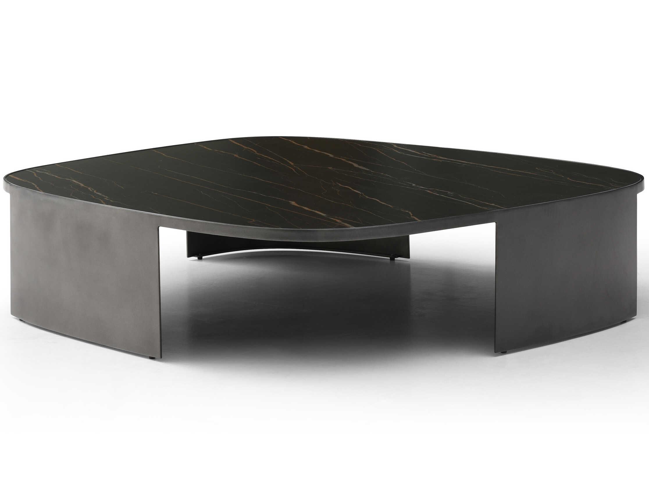 Whiteline Modern Living Tori Square Ceramic Black Gold Coffee Table