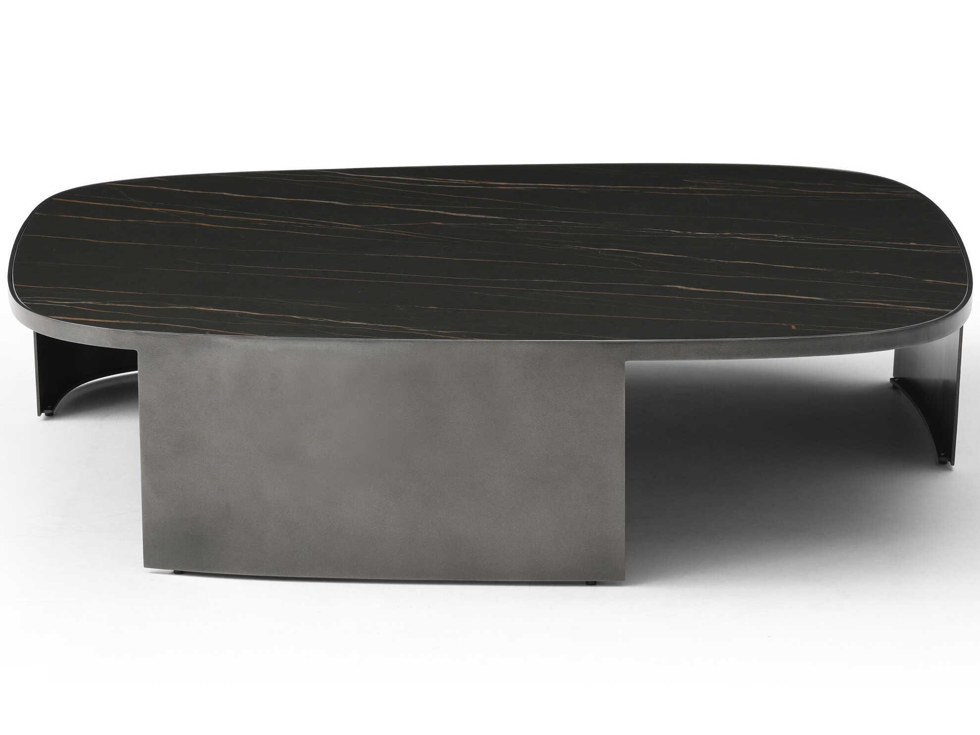 Whiteline Modern Living Tori Square Ceramic Black Gold Coffee Table
