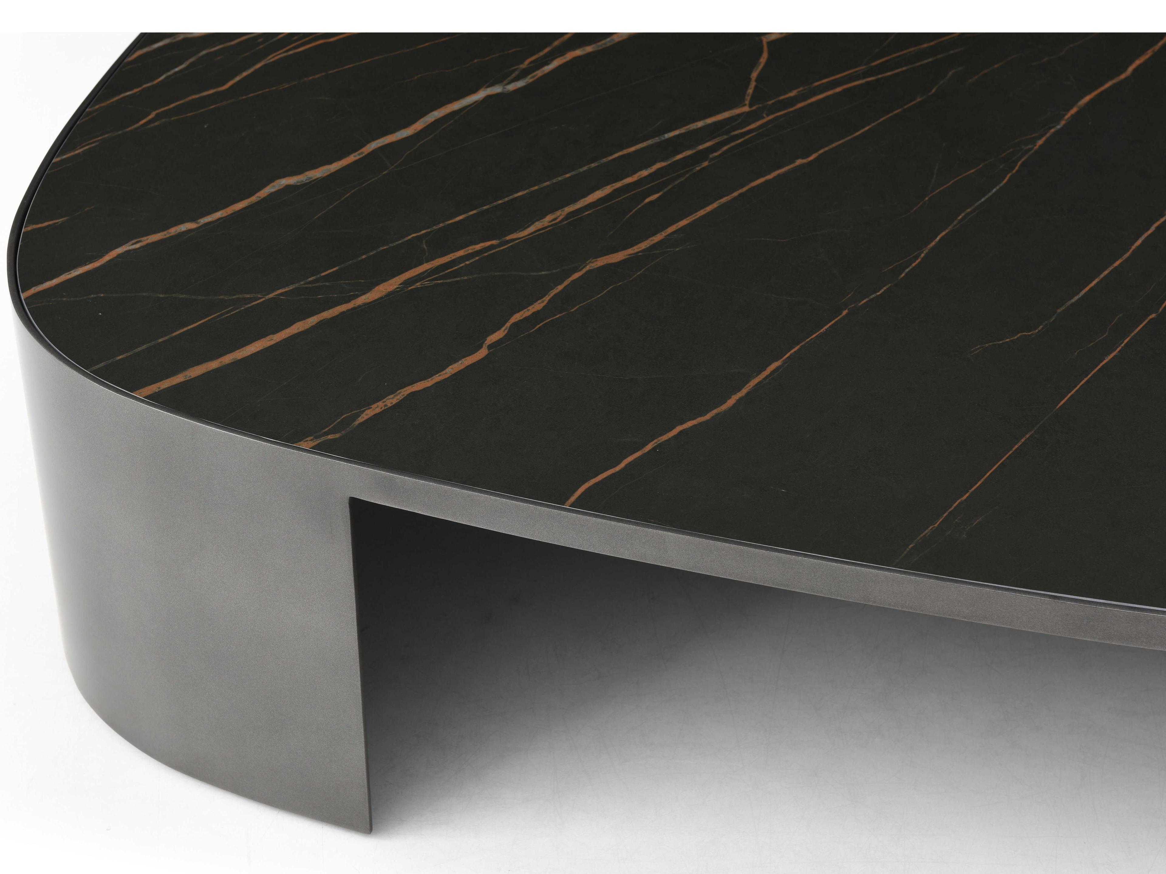 Whiteline Modern Living Tori Square Ceramic Black Gold Coffee Table