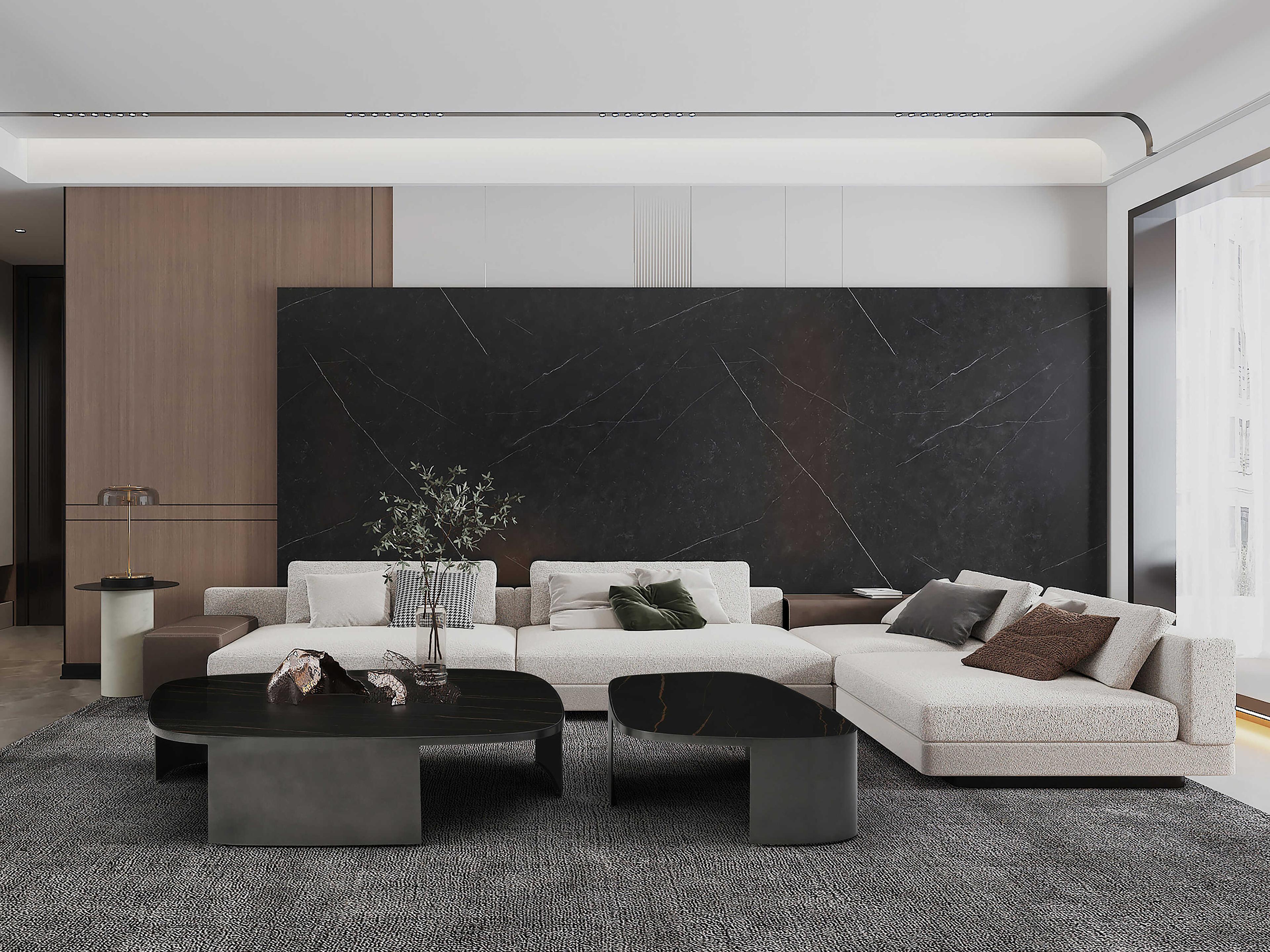 Whiteline Modern Living Tori Square Ceramic Black Gold Coffee Table