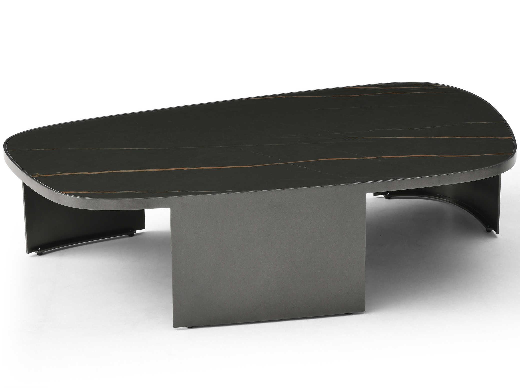 Whiteline Modern Living Tori Ceramic Black Gold Coffee Table