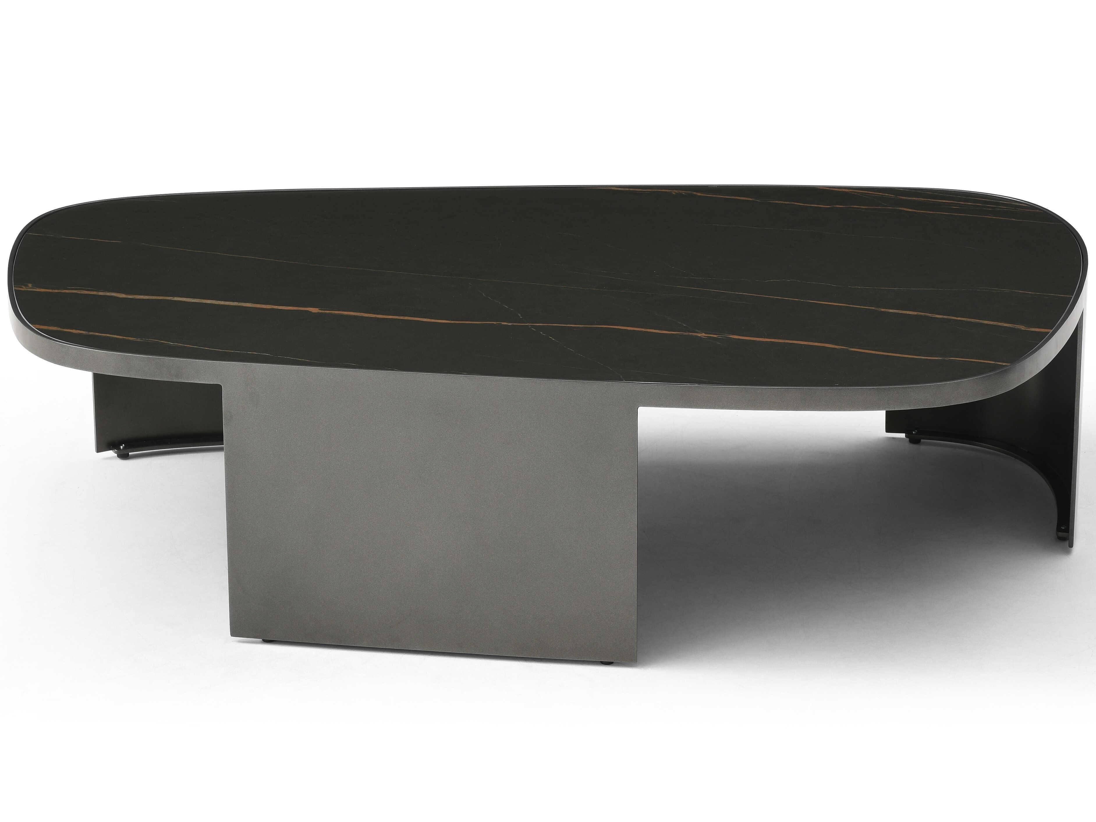 Whiteline Modern Living Tori Ceramic Black Gold Coffee Table