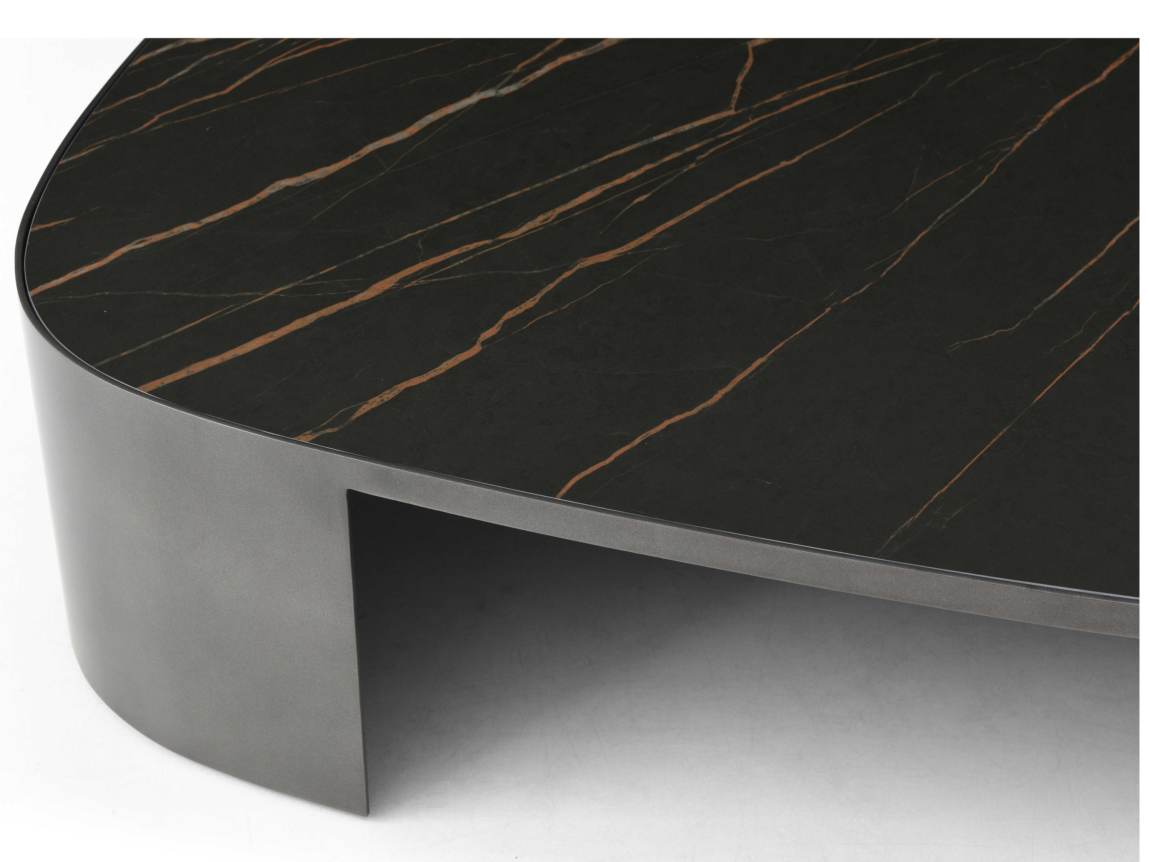 Whiteline Modern Living Tori Ceramic Black Gold Coffee Table