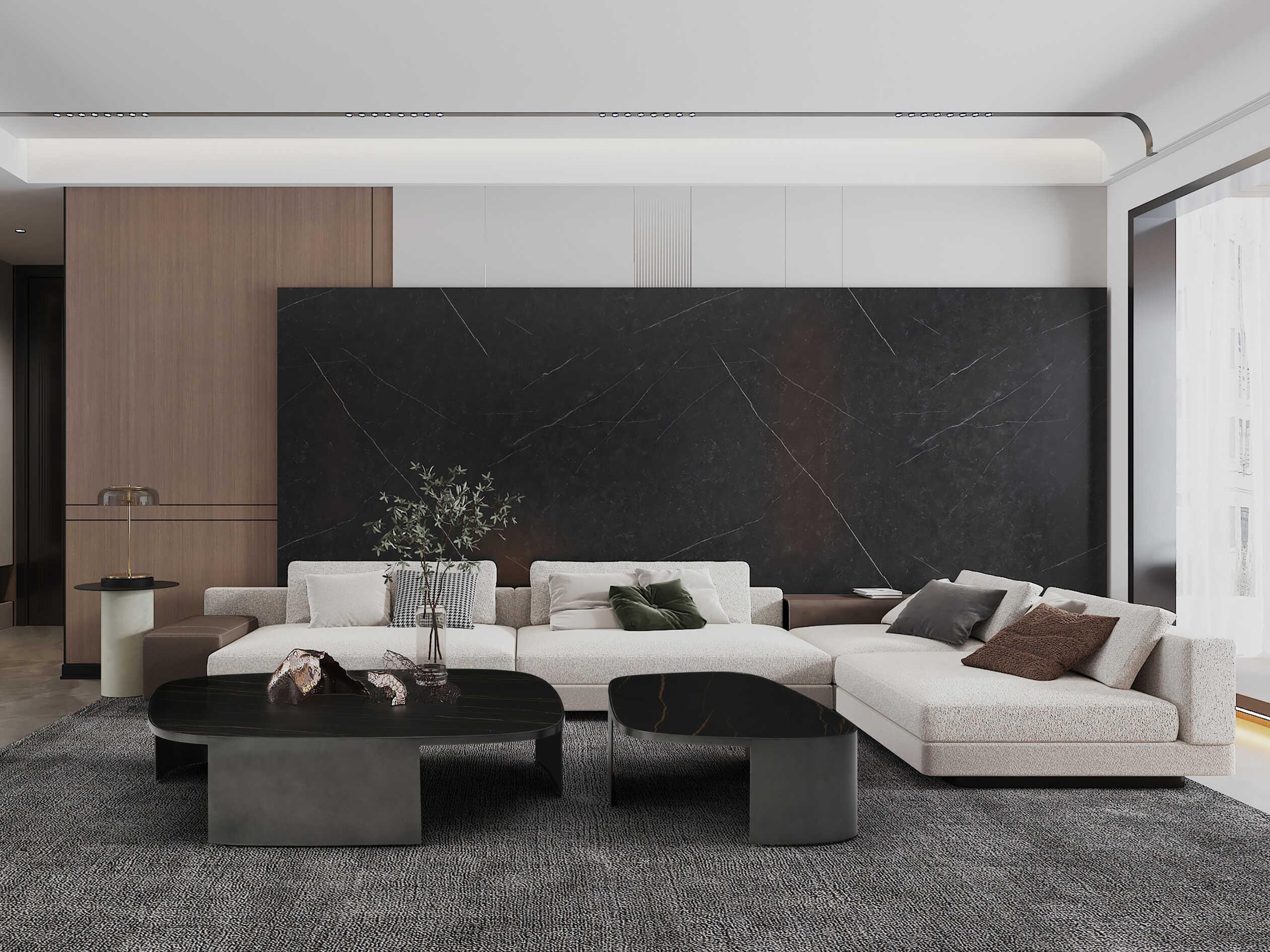 Whiteline Modern Living Tori Ceramic Black Gold Coffee Table