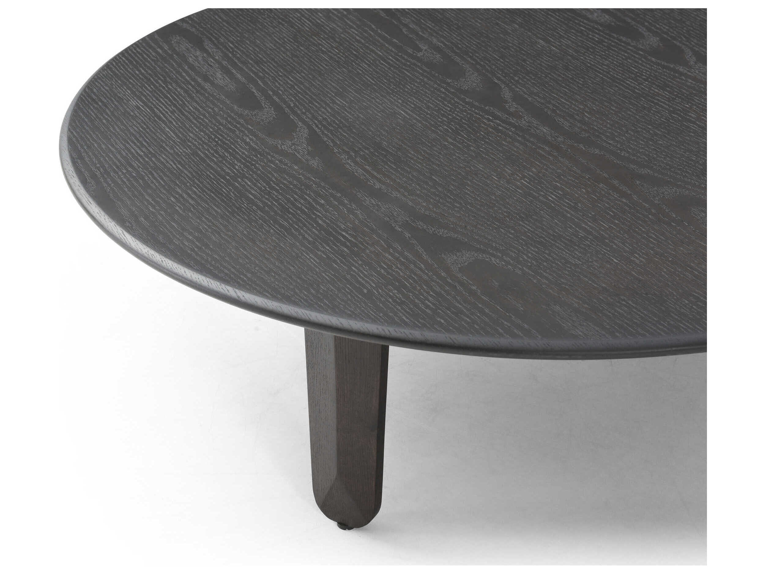 Whiteline Modern Living Luna Round Wood Dark Grey Coffee Table