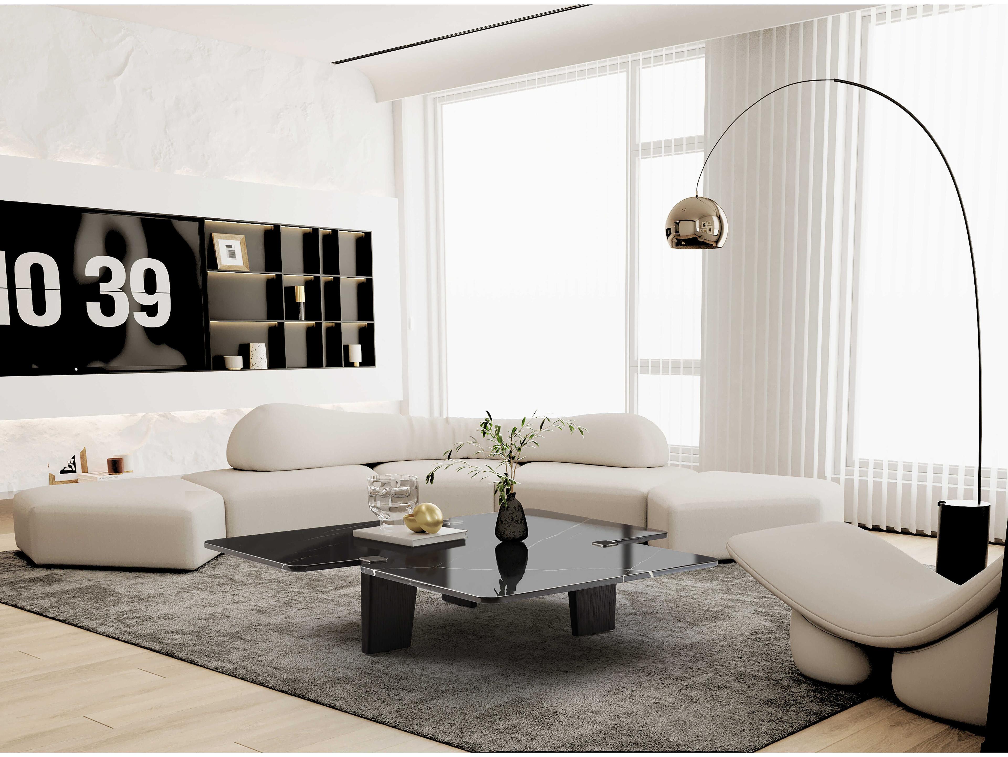 Whiteline Modern Living Amora Faux Marble Black Coffee Table