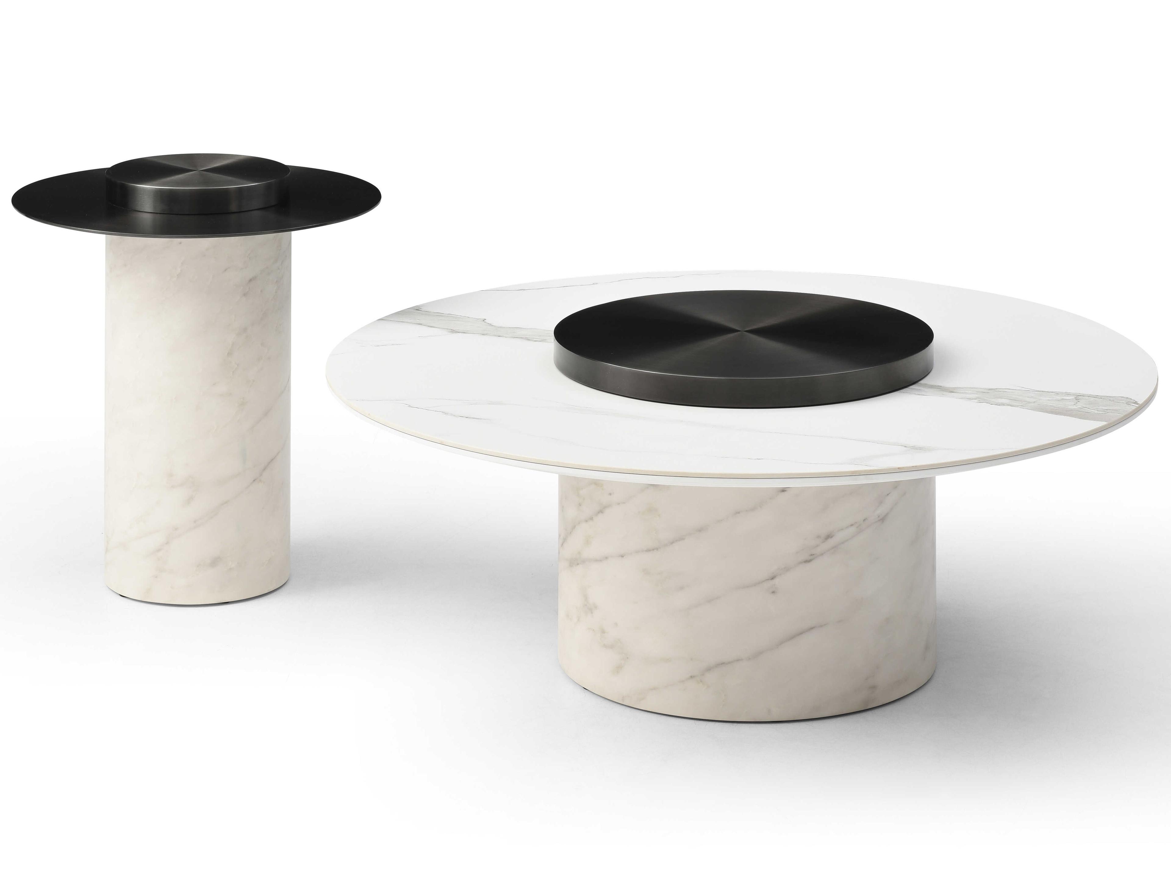 Whiteline Modern Living Aviana Round Ceramic White Coffee Table