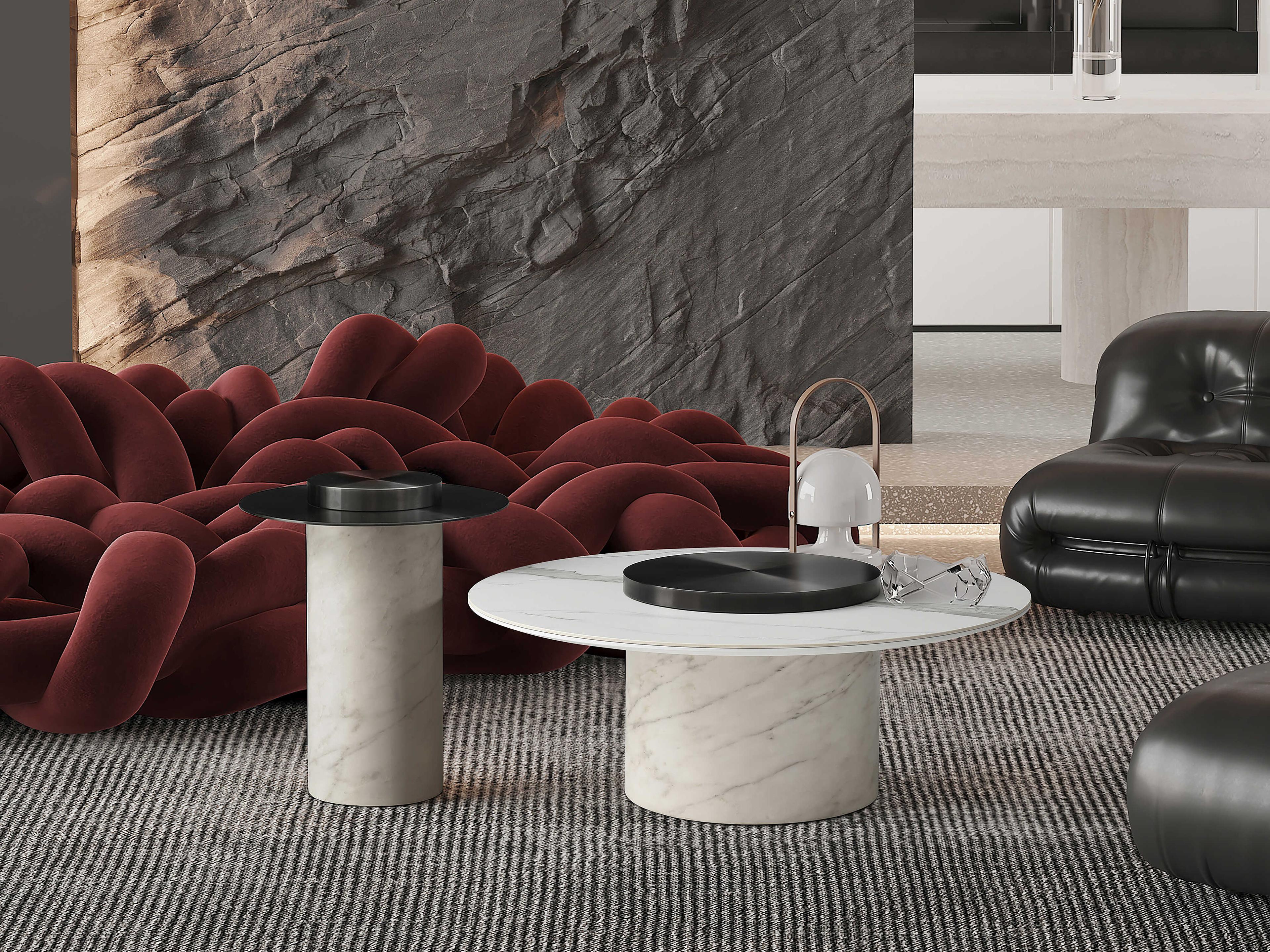 Whiteline Modern Living Aviana Round Ceramic White Coffee Table