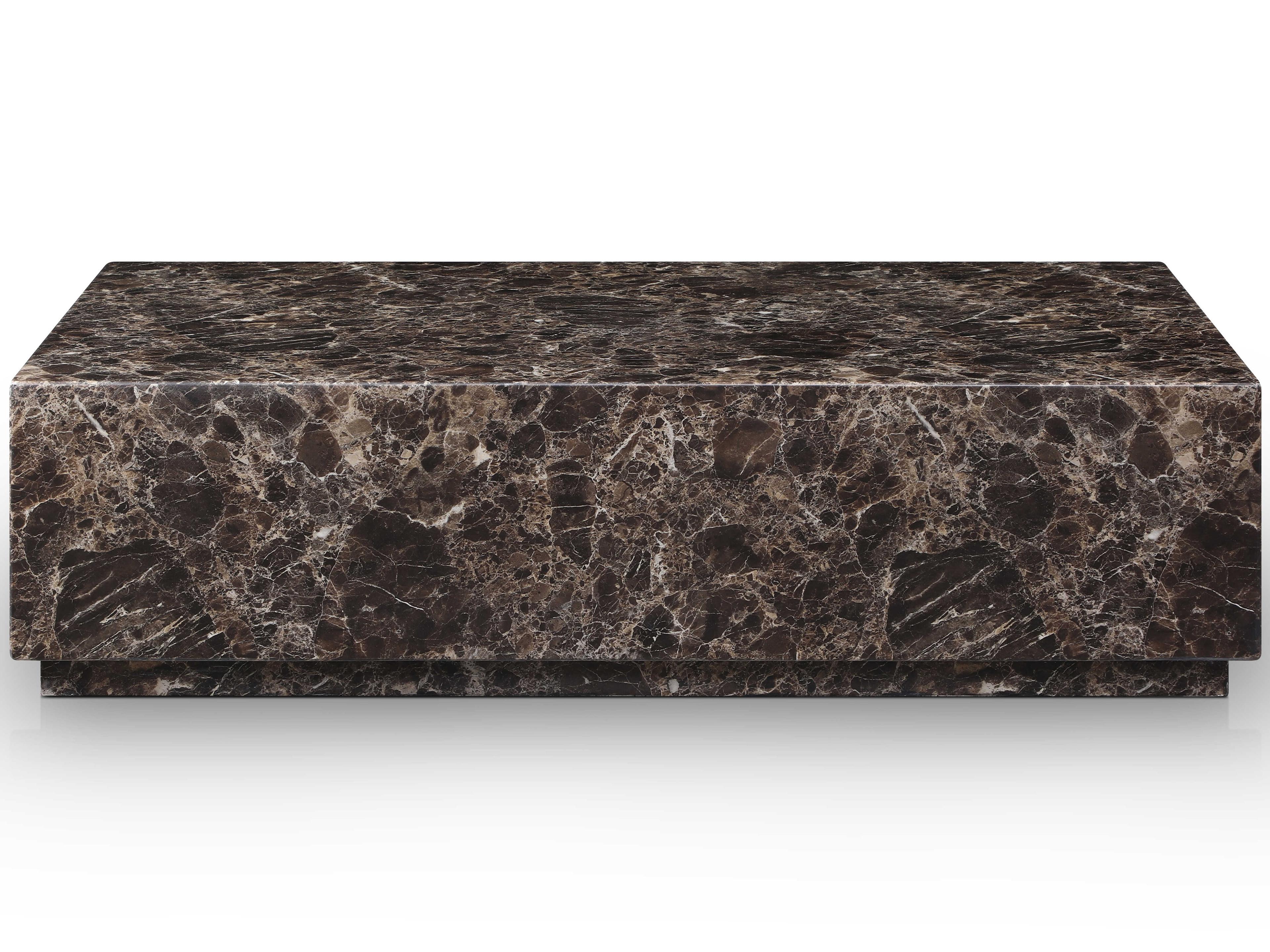 Whiteline Modern Living Iris Rectangular Marble Brown Coffee Table
