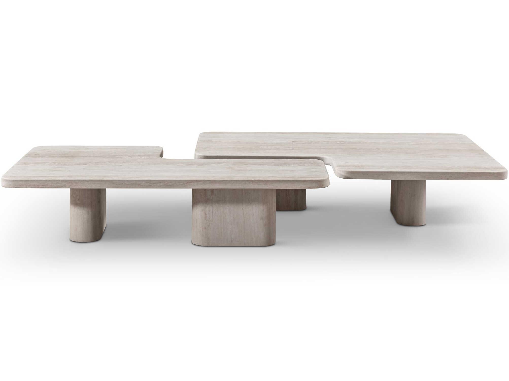 Whiteline Modern Living Mosaic Marble Beige Coffee Table