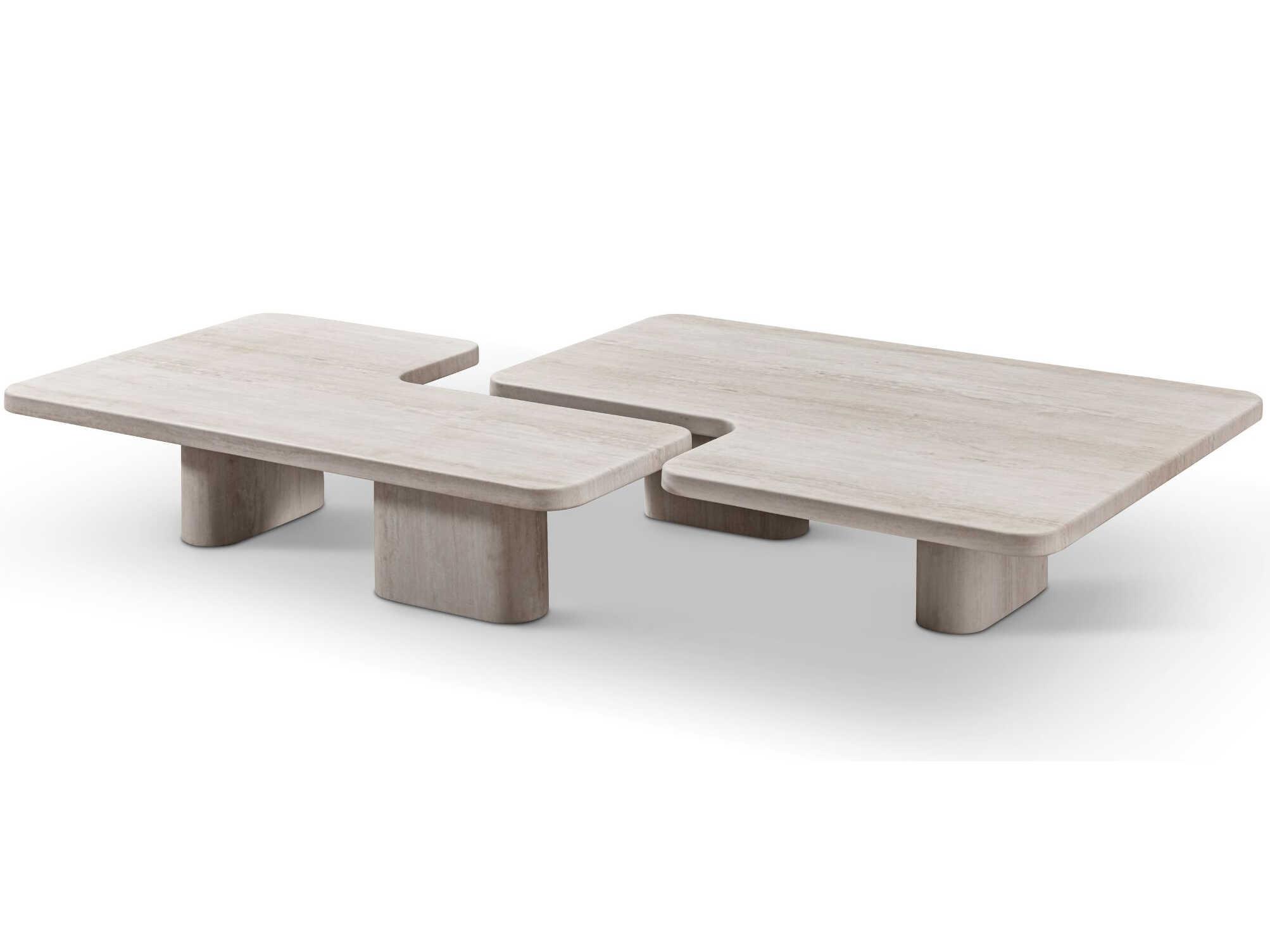 Whiteline Modern Living Mosaic Marble Beige Coffee Table