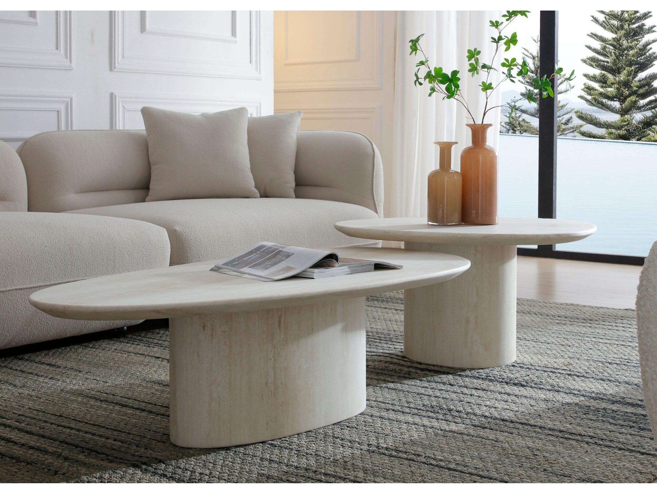 Whiteline Modern Living Petra Oval Marble Coffee Table