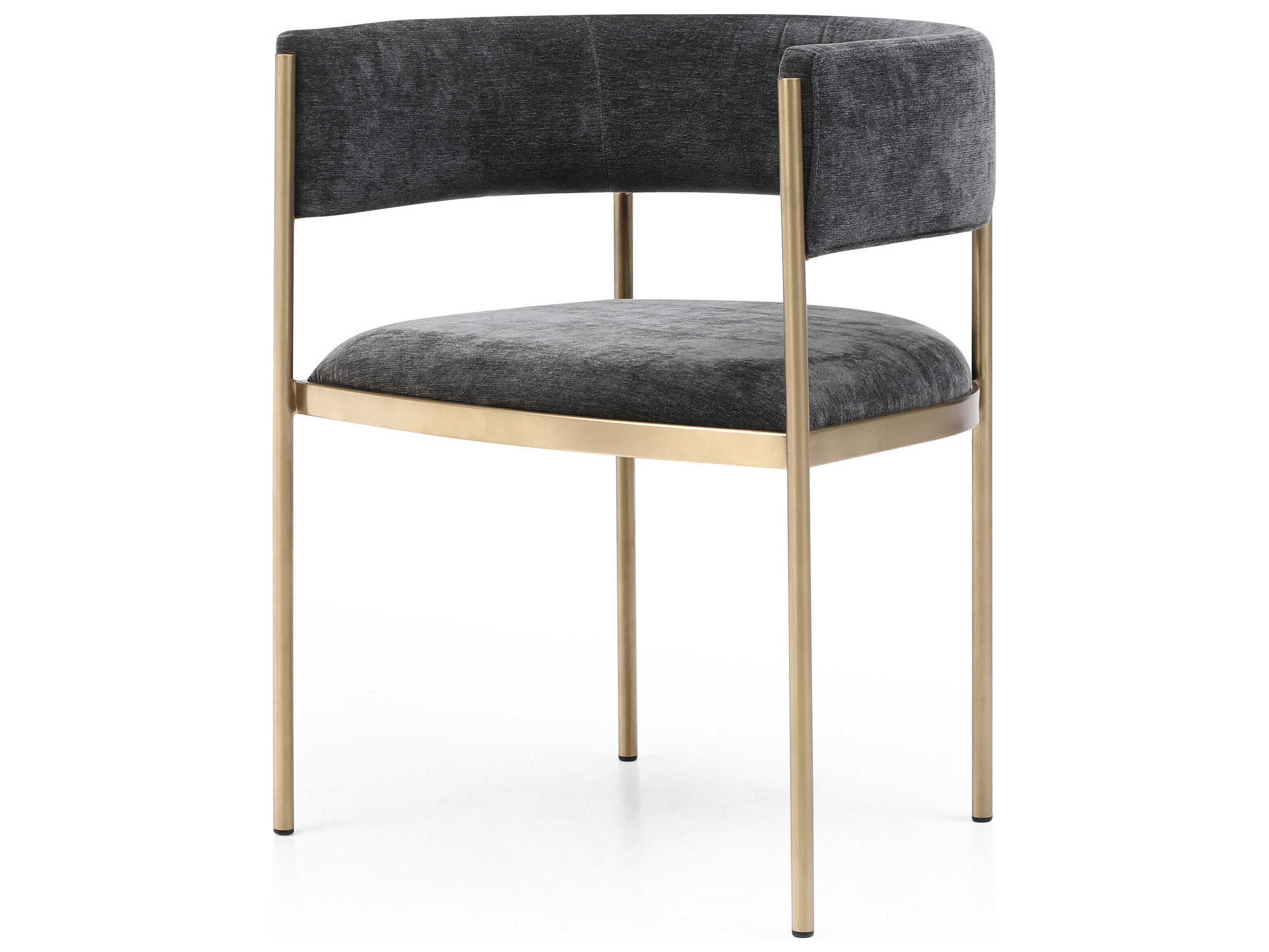 Whiteline Modern Living Envie Gold Upholstered Arm Dining Chair Set of 2