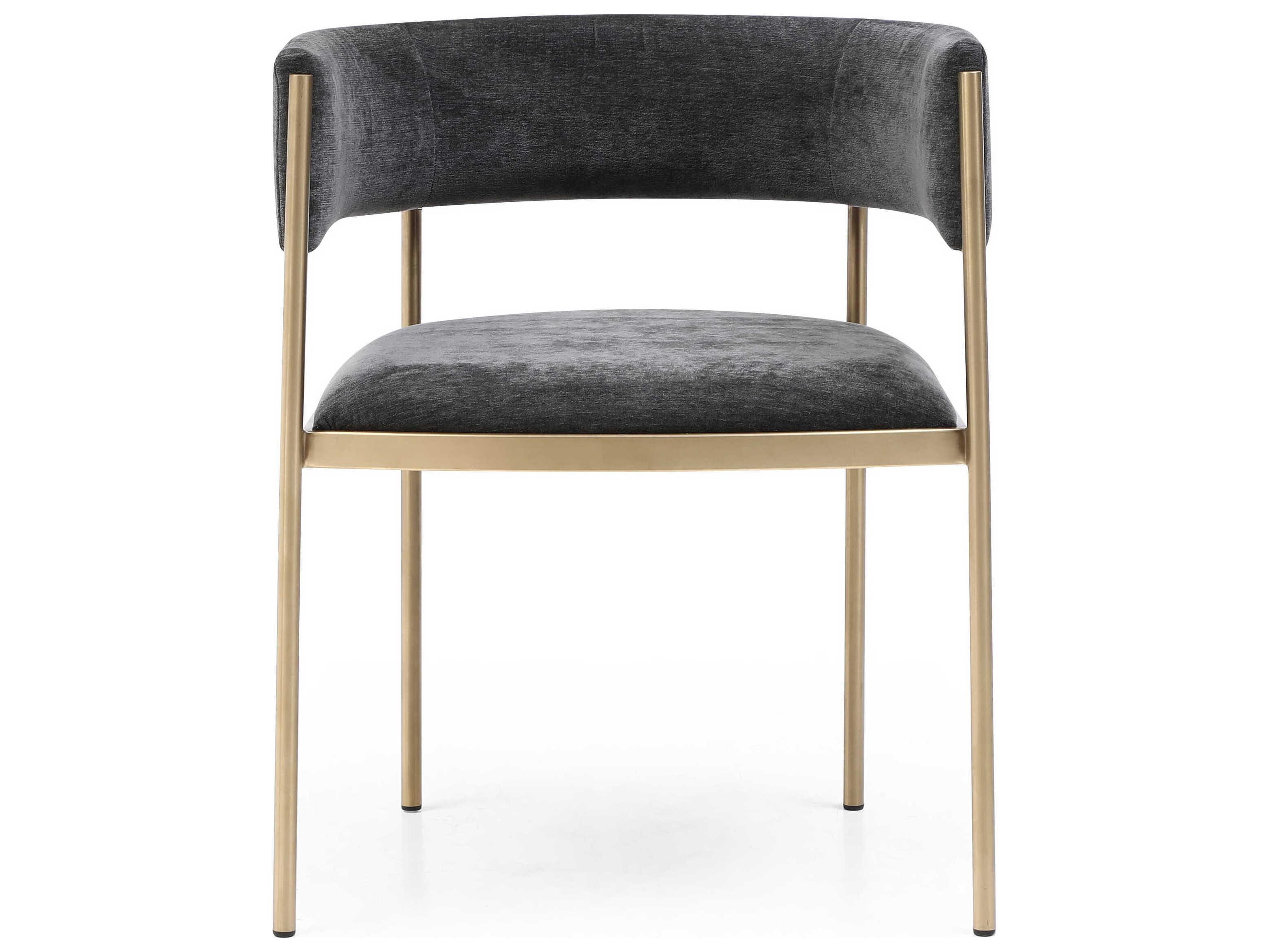 Whiteline Modern Living Envie Gold Upholstered Arm Dining Chair Set of 2