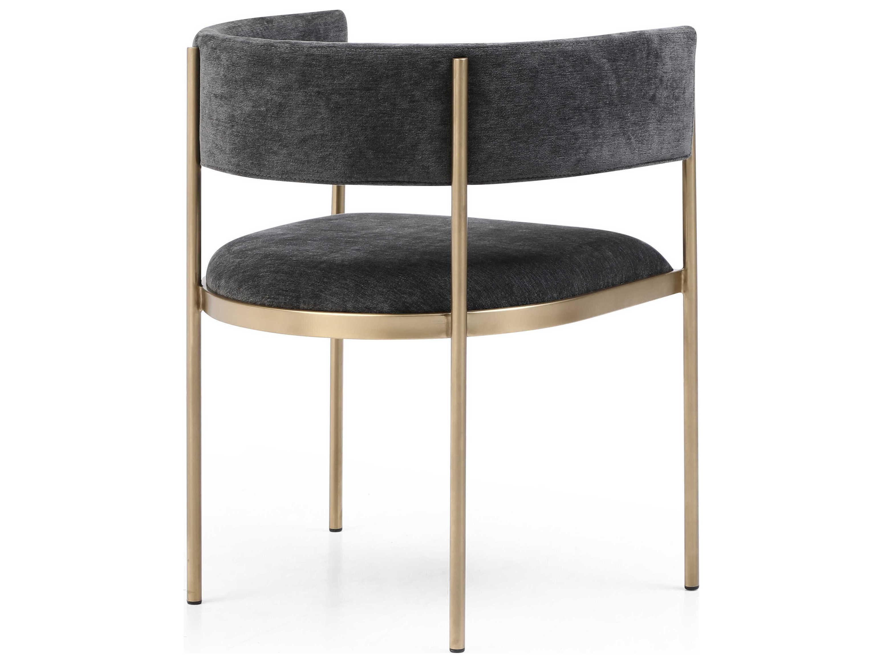 Whiteline Modern Living Envie Gold Upholstered Arm Dining Chair Set of 2