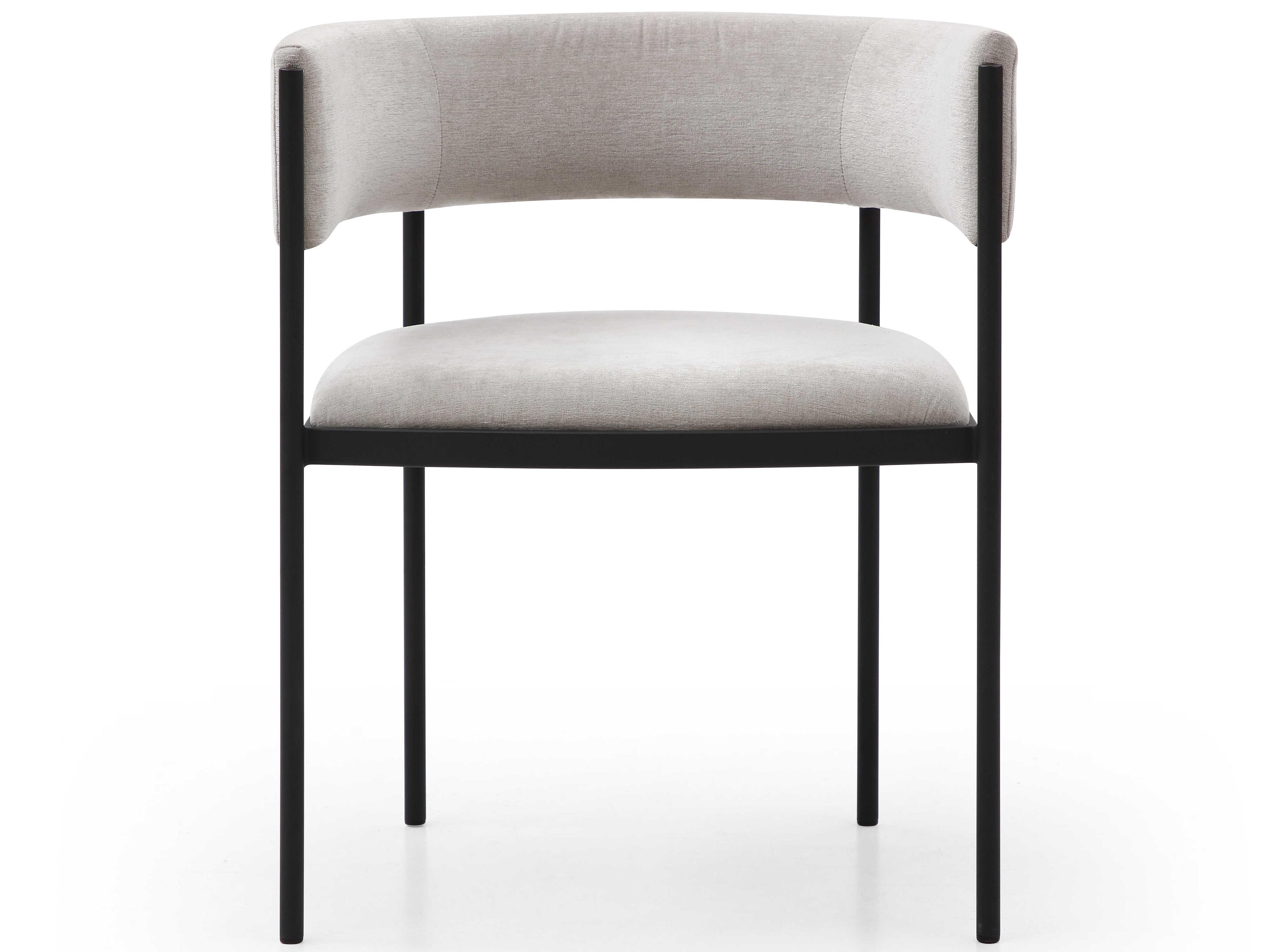 Whiteline Modern Living Envie Black Upholstered Arm Dining Chair Set of 2