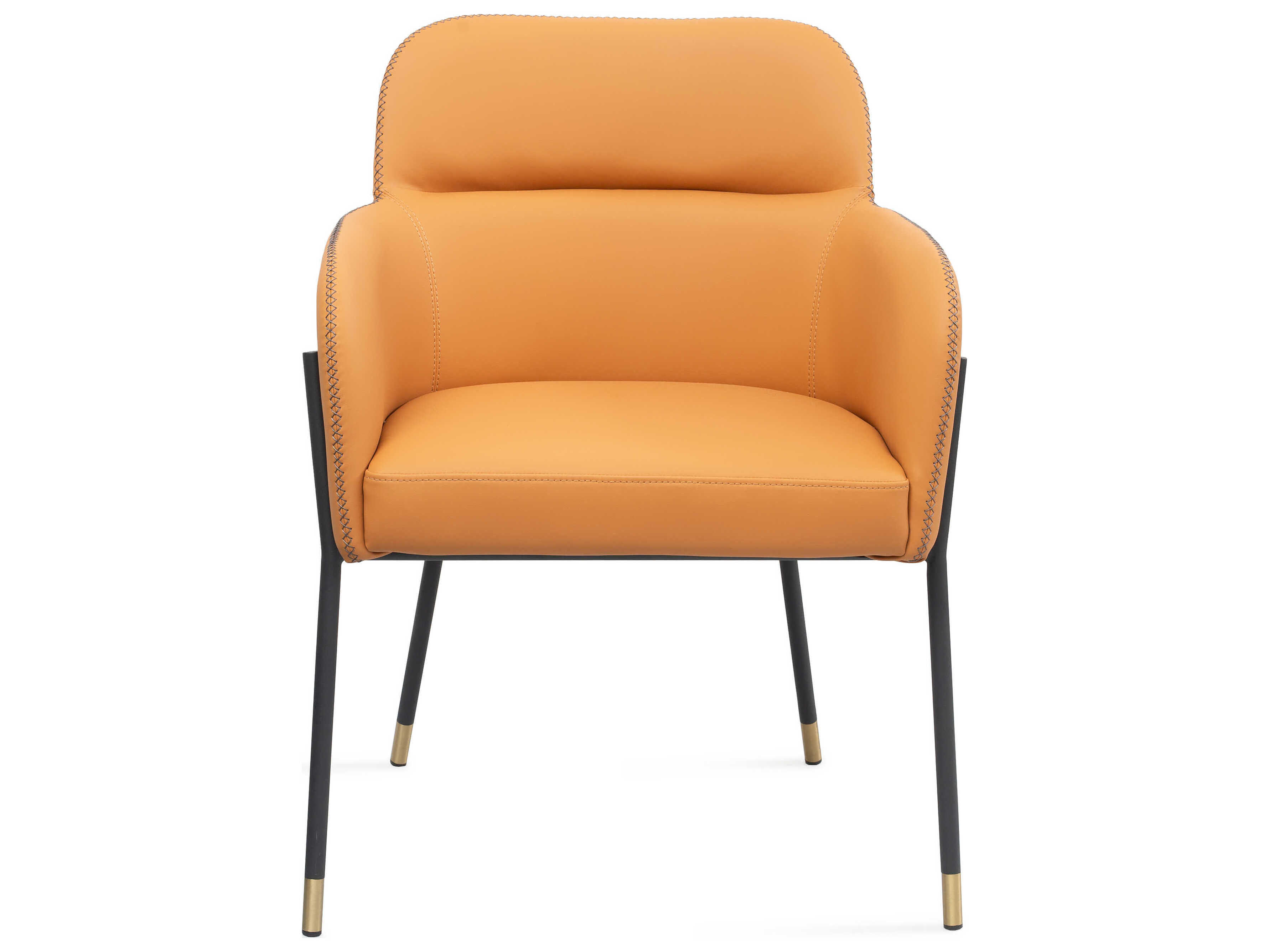 Whiteline Modern Living Heidi Orange Faux Leather Arm Dining Chair