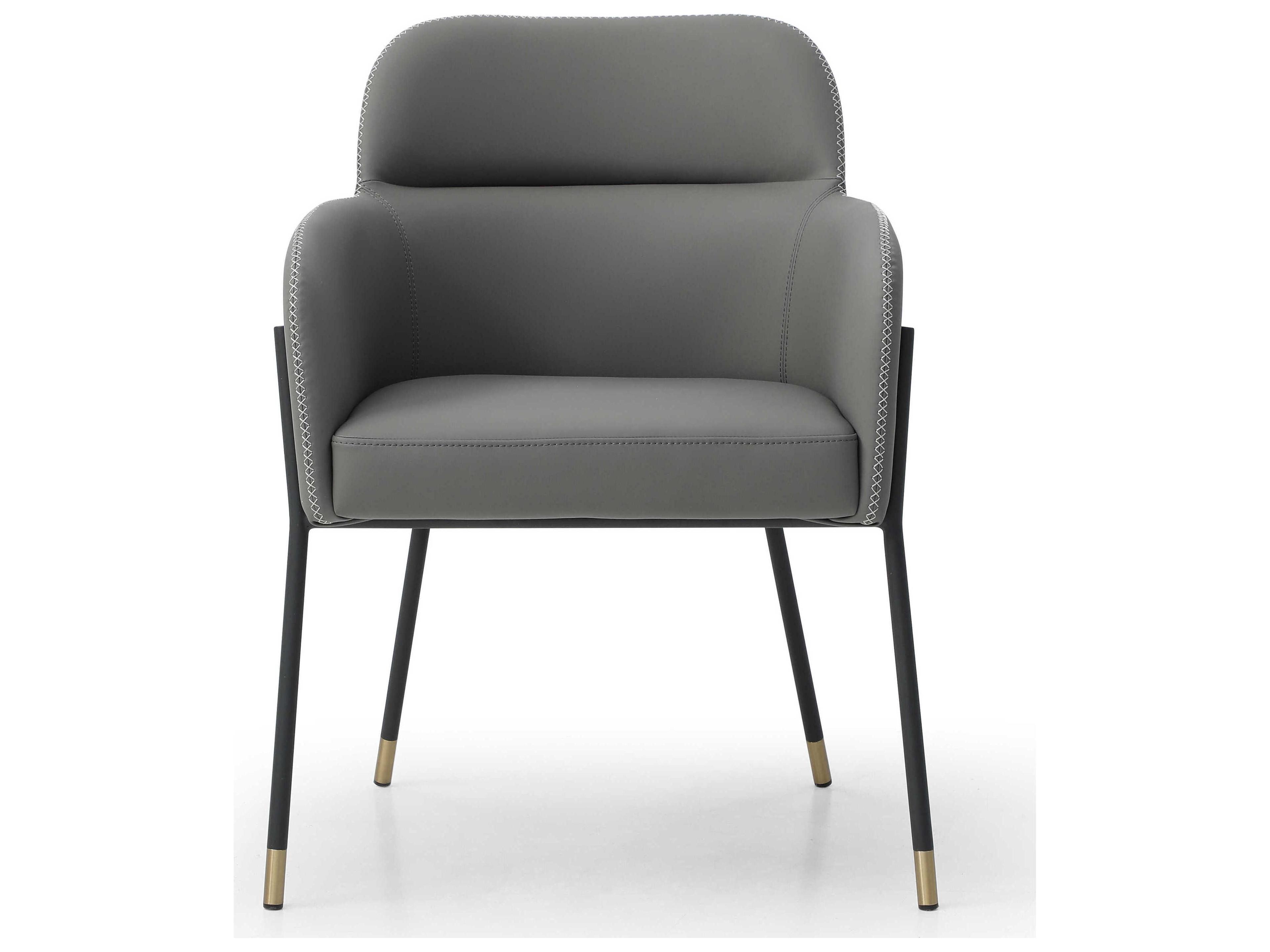 Whiteline Modern Living Heidi Black Faux Leather Arm Dining Chair