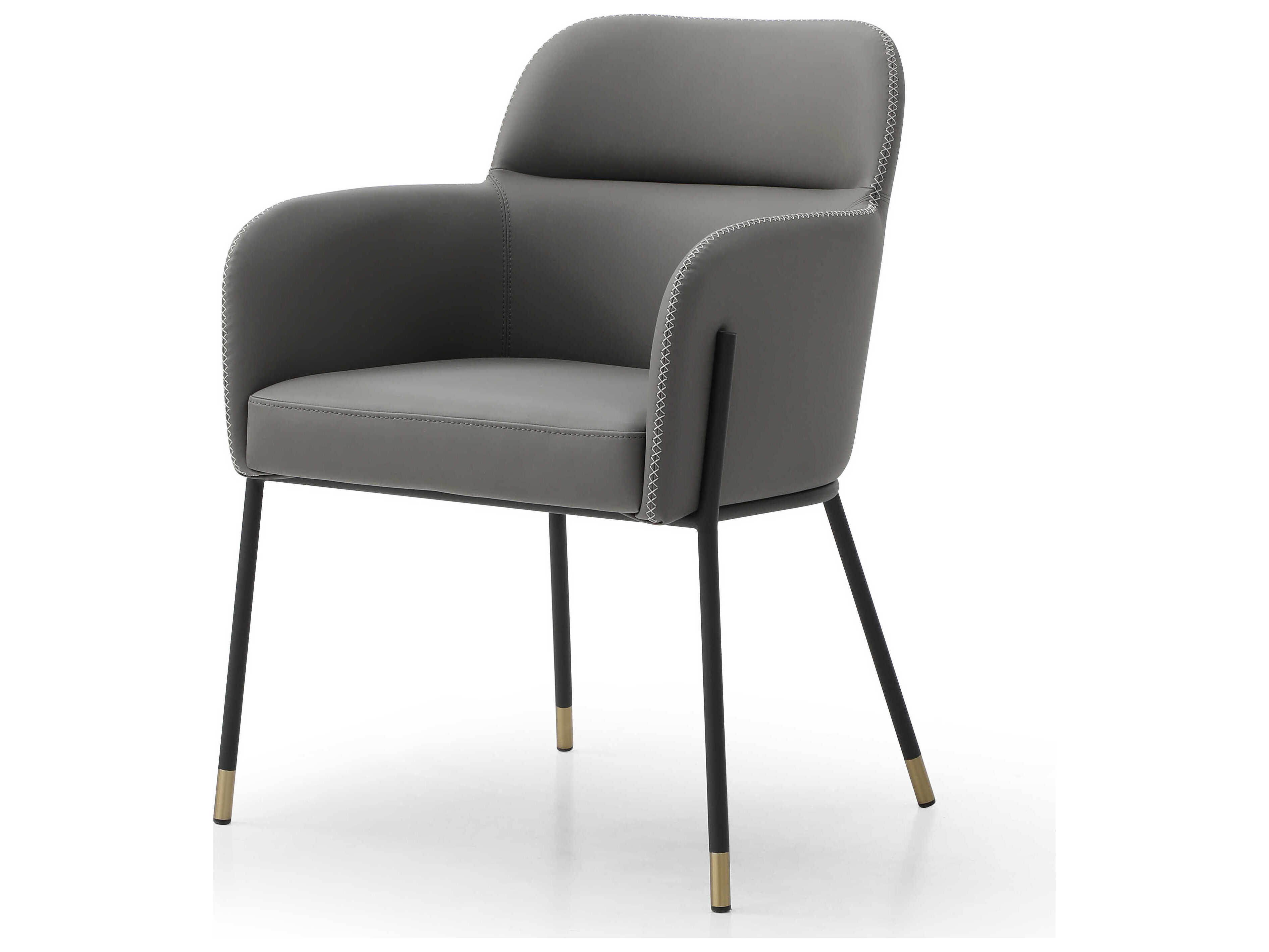 Whiteline Modern Living Heidi Black Faux Leather Arm Dining Chair