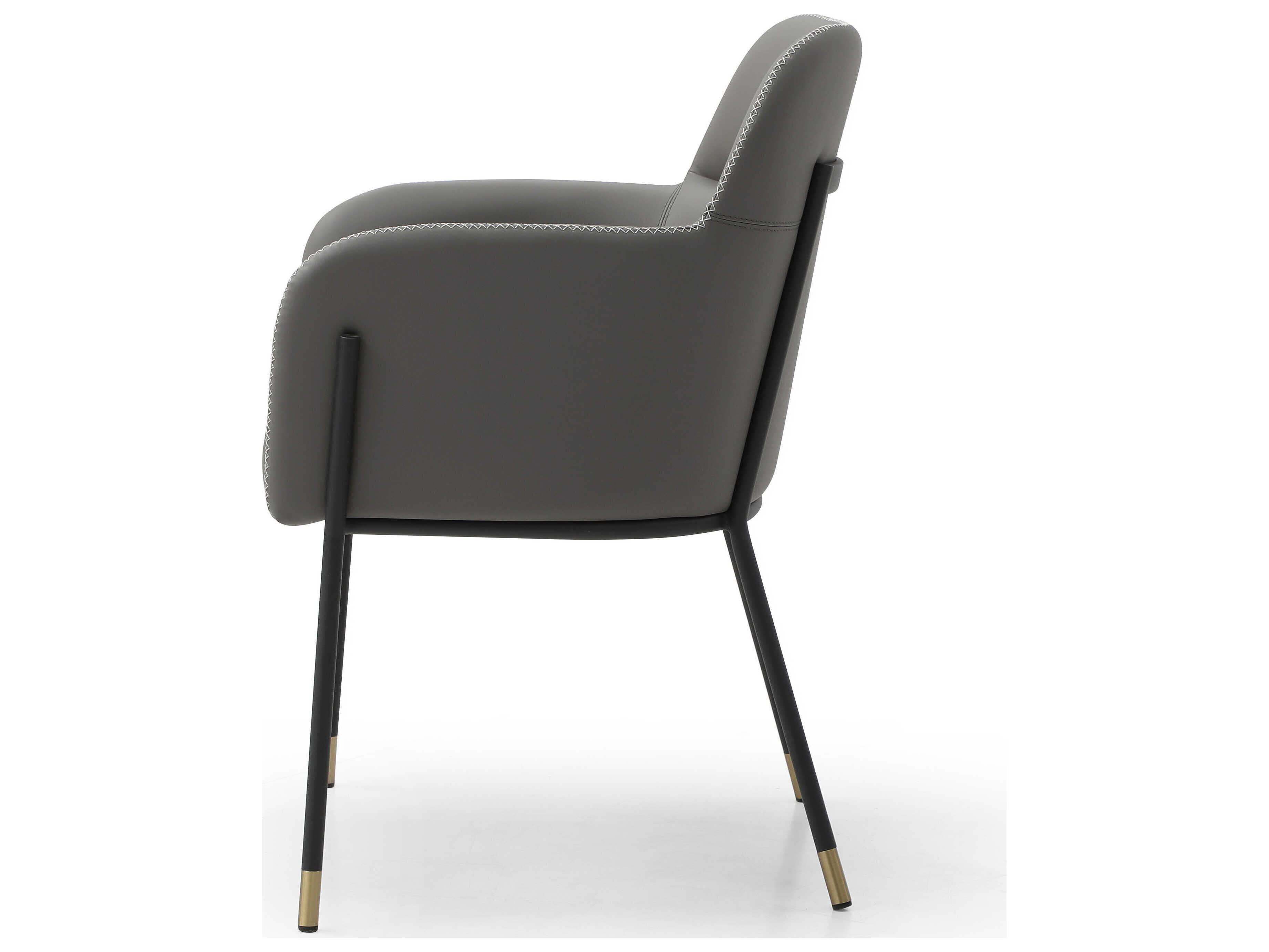 Whiteline Modern Living Heidi Black Faux Leather Arm Dining Chair