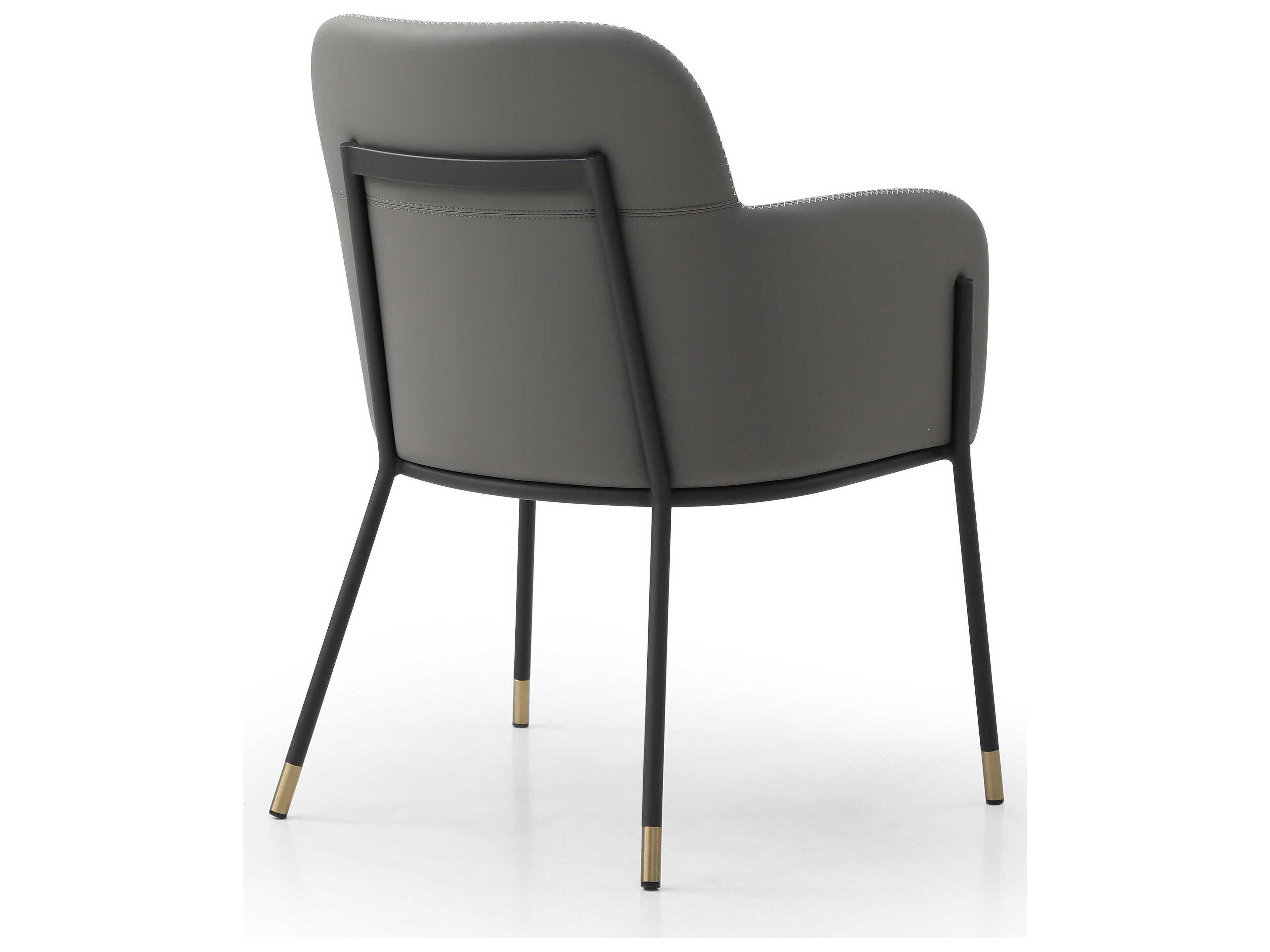 Whiteline Modern Living Heidi Black Faux Leather Arm Dining Chair