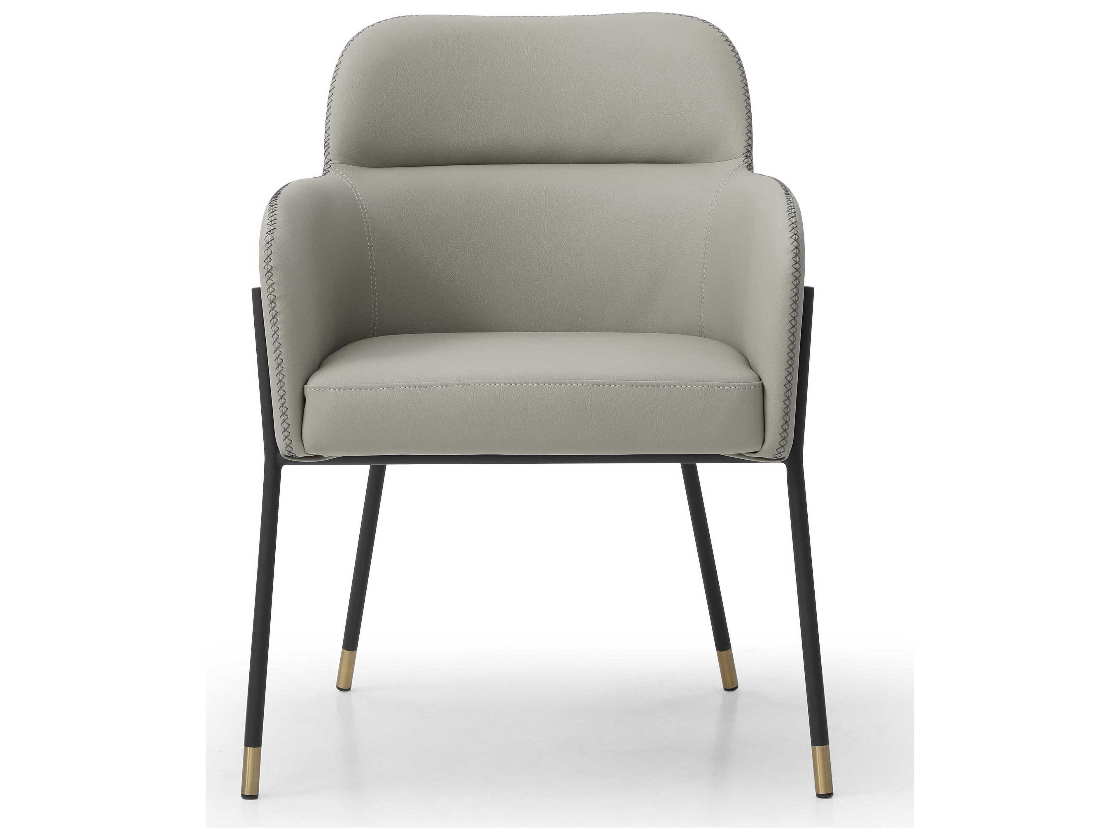 Whiteline Modern Living Heidi Black Faux Leather Arm Dining Chair