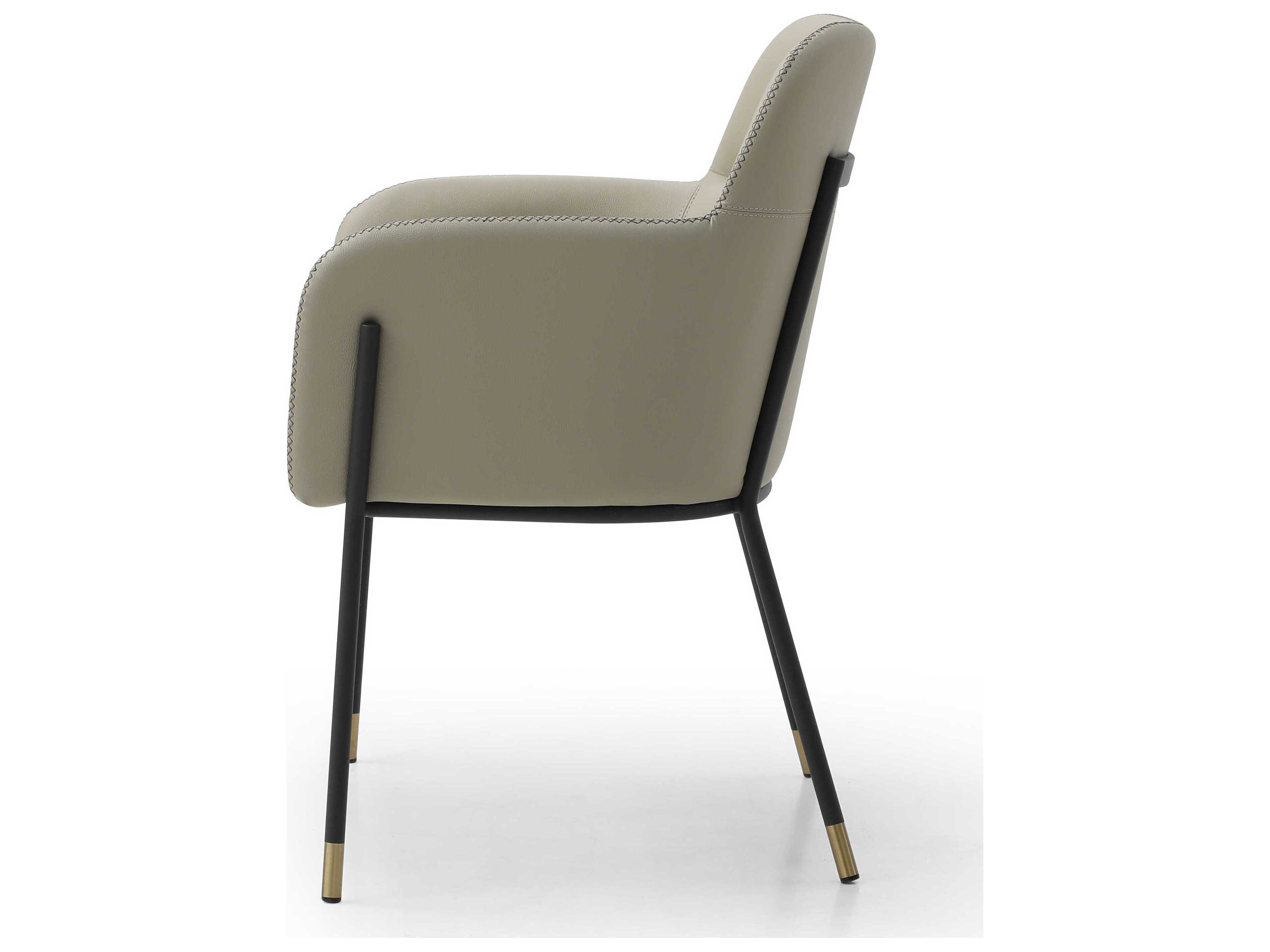 Whiteline Modern Living Heidi Black Faux Leather Arm Dining Chair