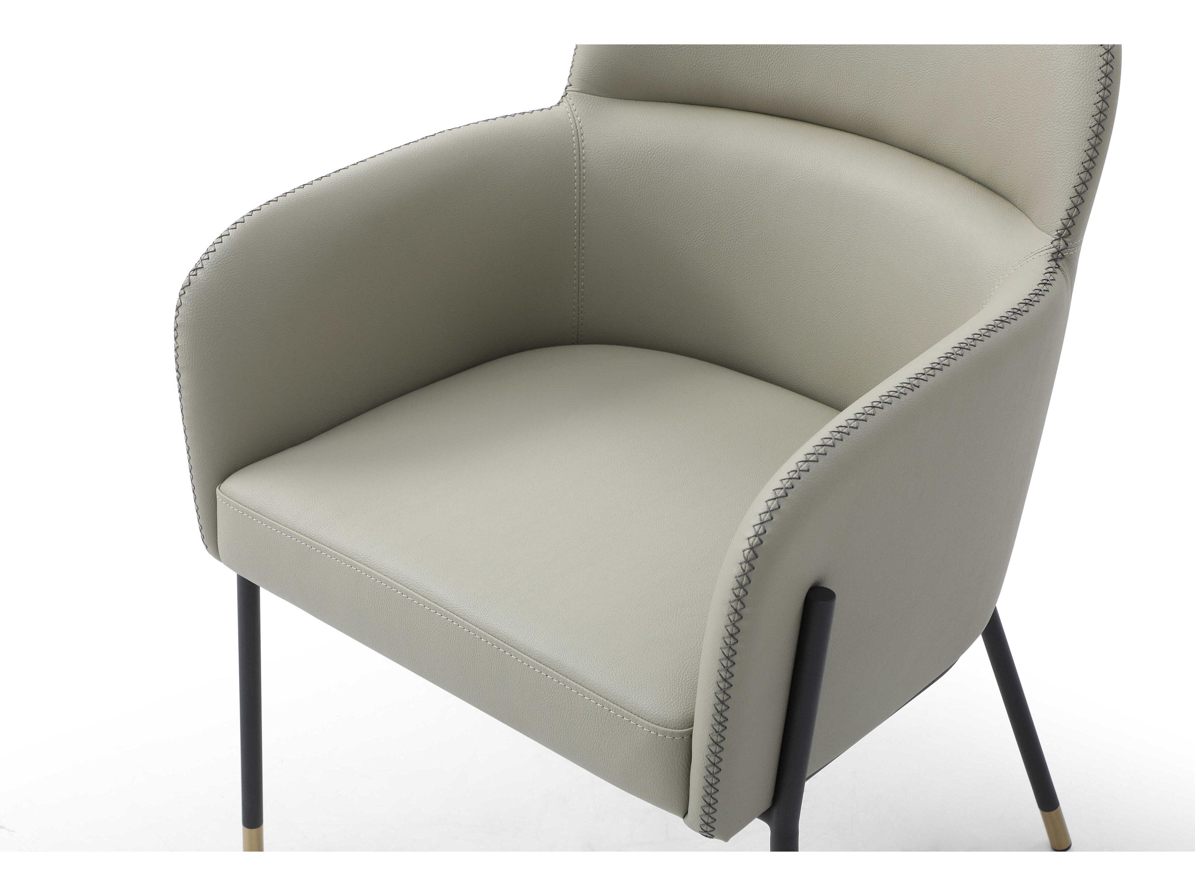 Whiteline Modern Living Heidi Black Faux Leather Arm Dining Chair