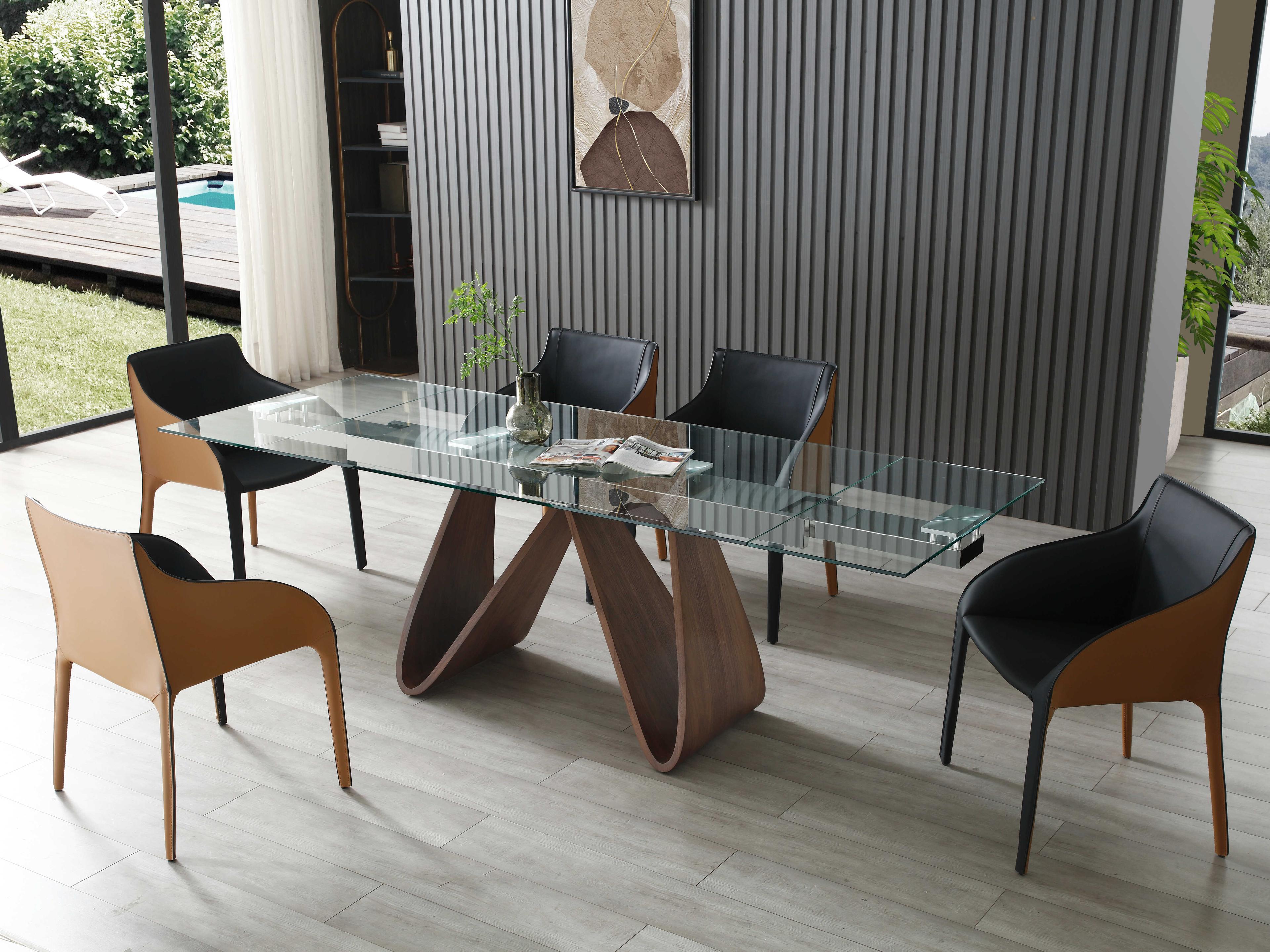 Whiteline Modern Living Emory Black Faux Leather Arm Dining Chair