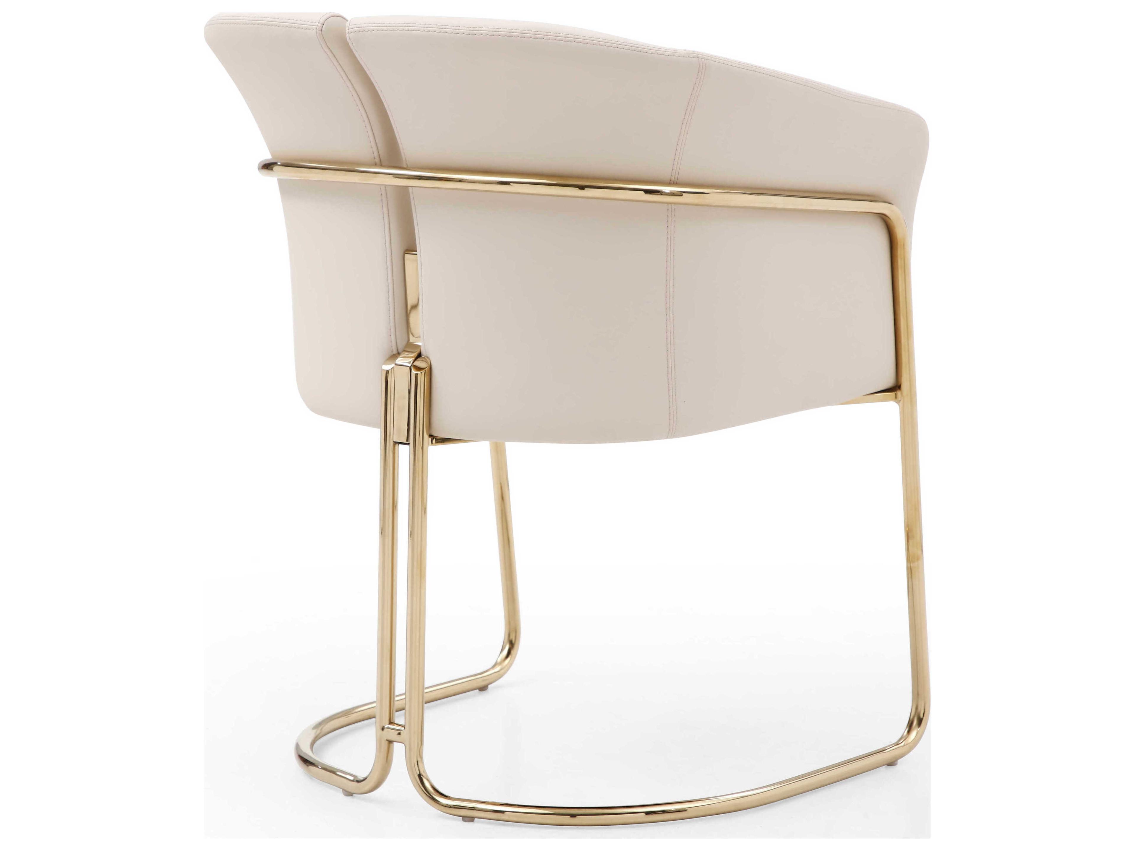 Whiteline Modern Living Jolie Beige Faux Leather Arm Dining Chair