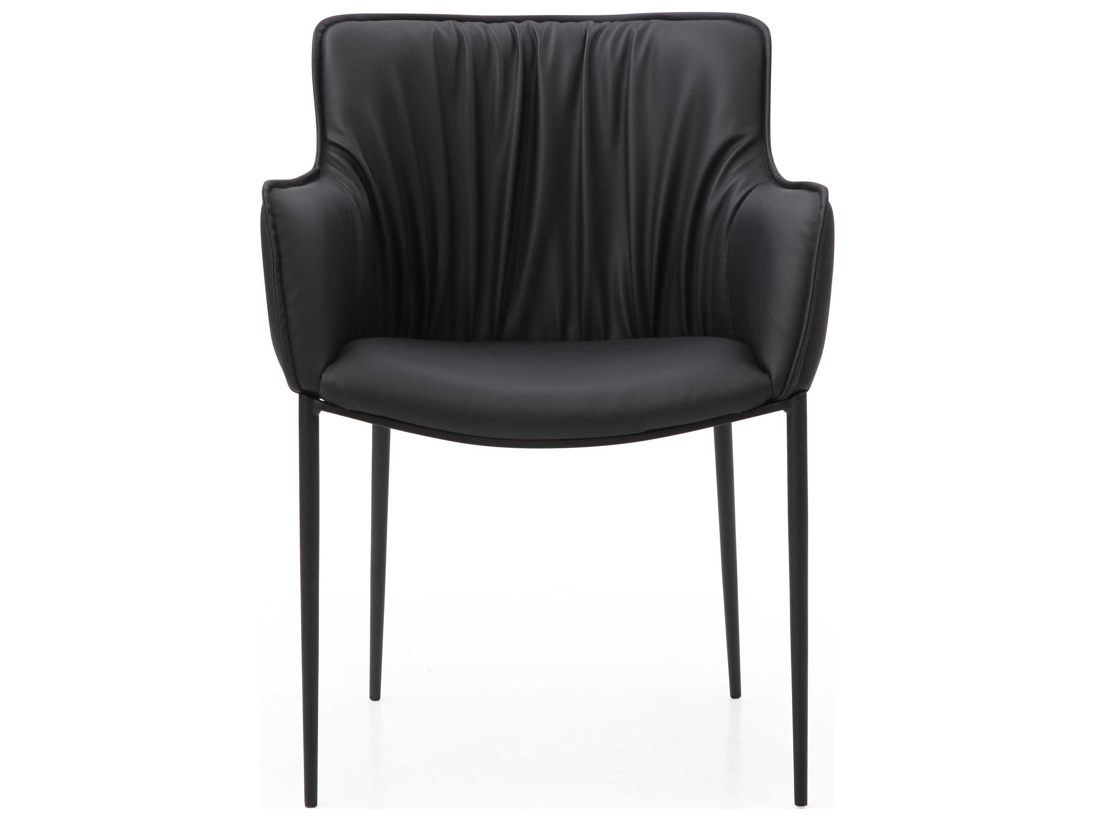 Whiteline Modern Living Tiffany Black Faux Leather Arm Dining Chair